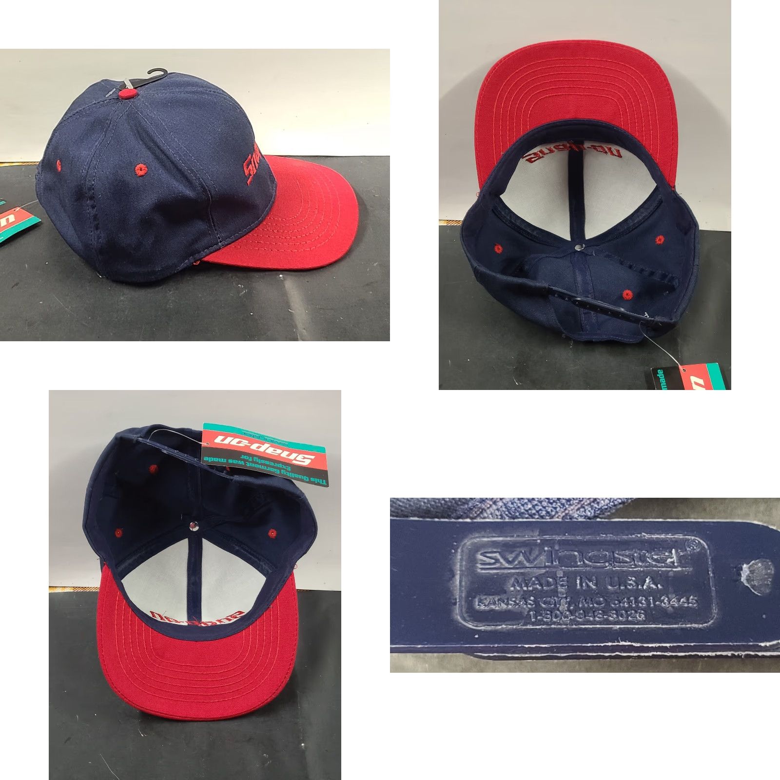 Vintage VINTAGE Swingster Hat Snapback Trucker Cap USA Blue Red Adjustable Cotton Canvas Men Baseball Cap Size ONE SIZE - 8 Thumbnail