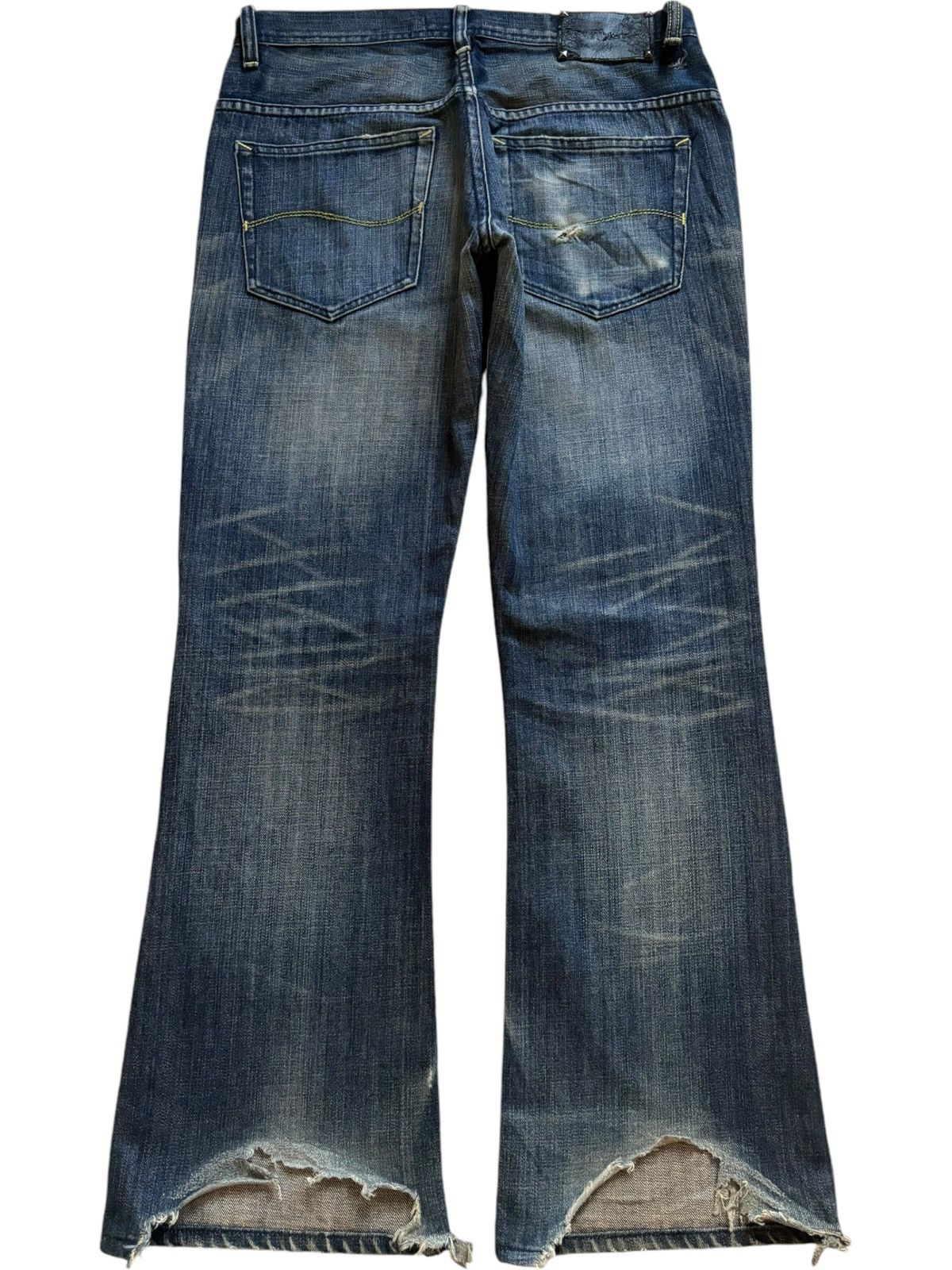Japanese Brand Vintage Japanese MIDAS Mud Wash Distressed Flare Jeans Size 32" / US 10 / IT 46 - 2 Thumbnail