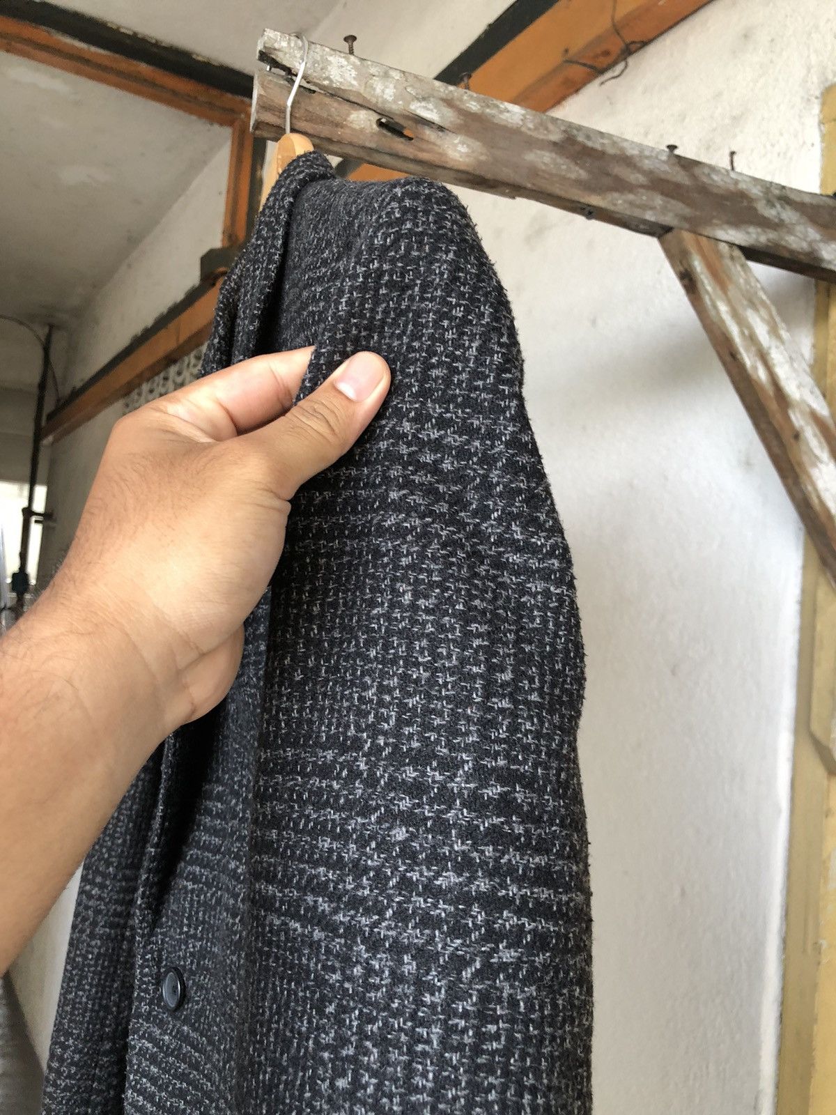 Japanese Brand Vtg Uniqlo Tweed Gingham Dark Grey Single Breasted Blazer Size US L / EU 52-54 / 3 - 12 Thumbnail