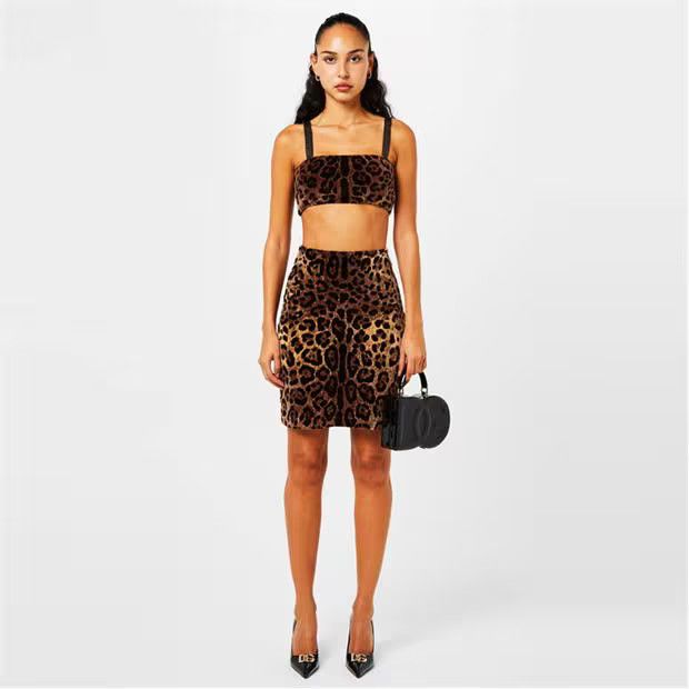 Dolce & Gabbana o1g2r1mq1024 Leopard Velvet Mini Skirts in Leopard Size 29" - 6 Thumbnail