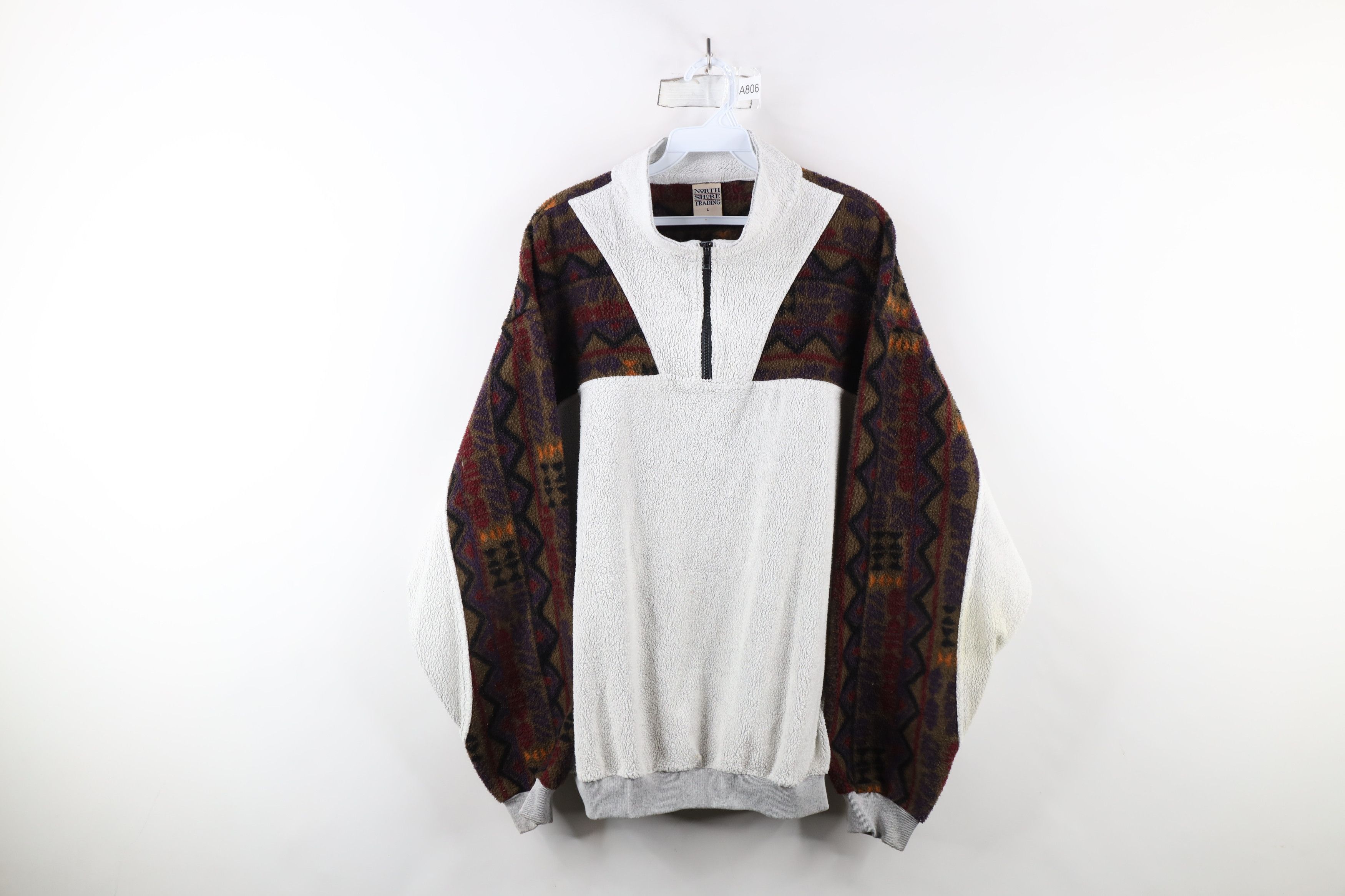 Vintage Vintage 90s Streetwear Southwestern Half Zip Fleece Sweater Size US L / EU 52-54 / 3 - 1 Thumbnail