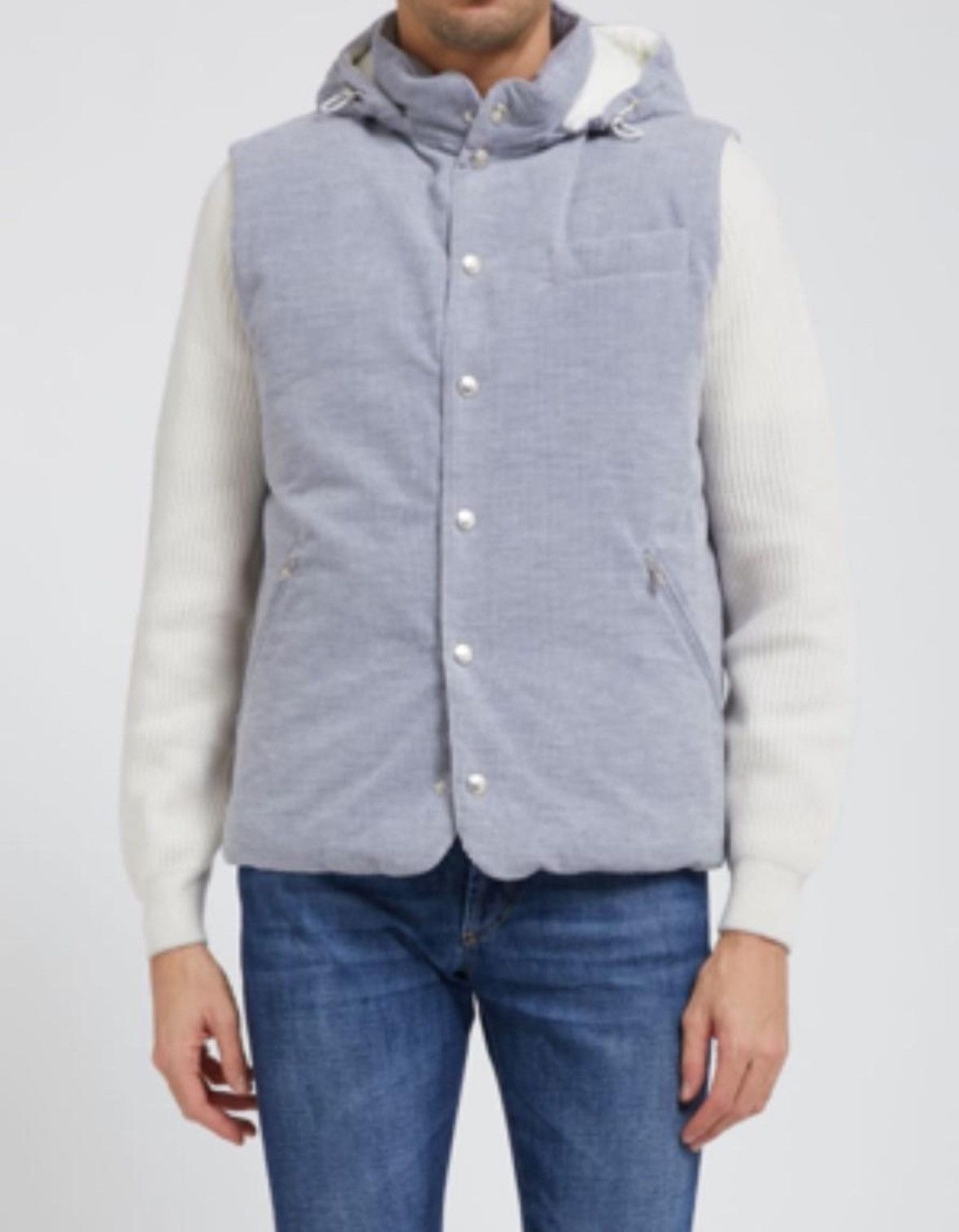 Brunello Cucinelli o1w1db10226 Padded Vest in Light Grey Size 54R - 1 Thumbnail