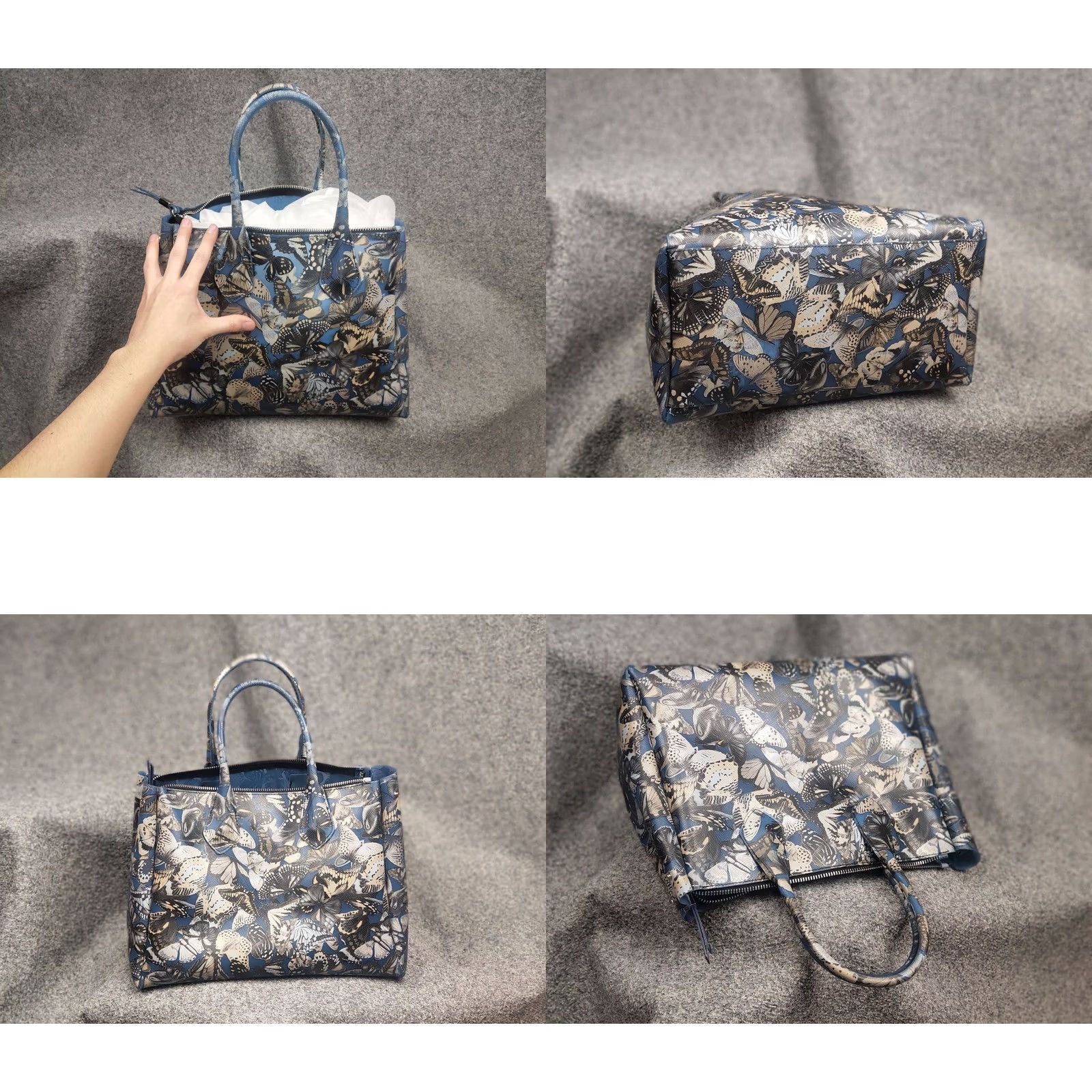 Gianni Chiarini Gianni Chiarini Italy Designer Handbag Shoulder Bag Blue Logo Butterfly - Medium - PVC Lining - PVC Exterior - Blue Hardware - Rayon - Women's Bag Size ONE SIZE - 8 Thumbnail