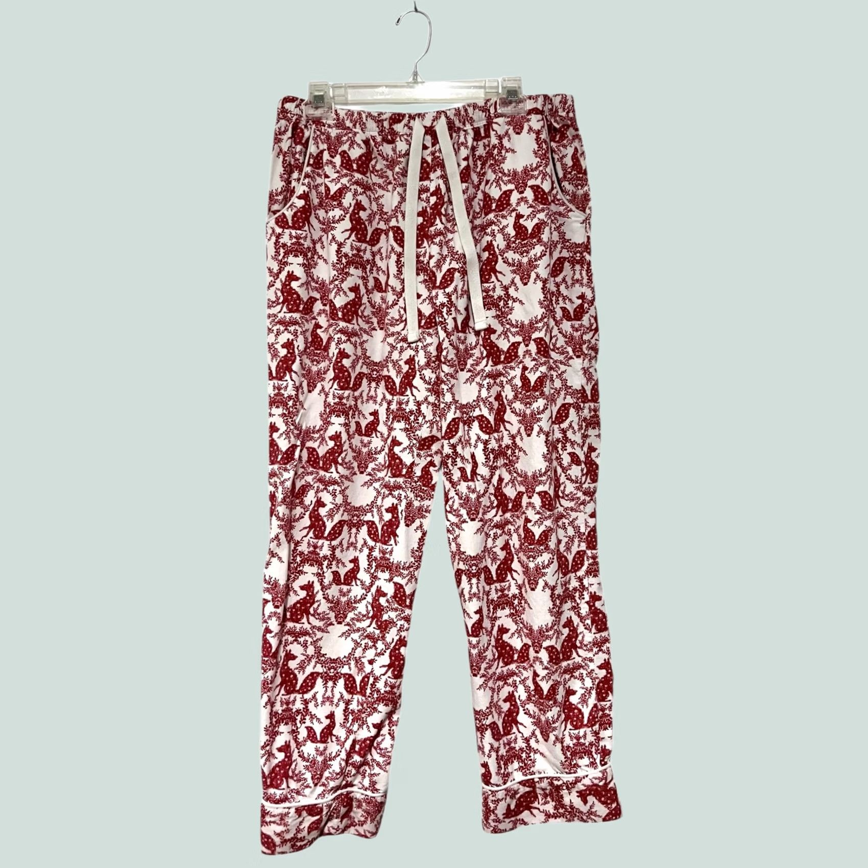 Vintage VINTAGE Van Winkle & Co. Flannel Pajama Pants Soft Ref White Fox Print Floral Pattern Size L Women's Pajama Pants Elastic Drawstring 100% Cotton Size 36" / US 14 / IT 50 - 1 Thumbnail