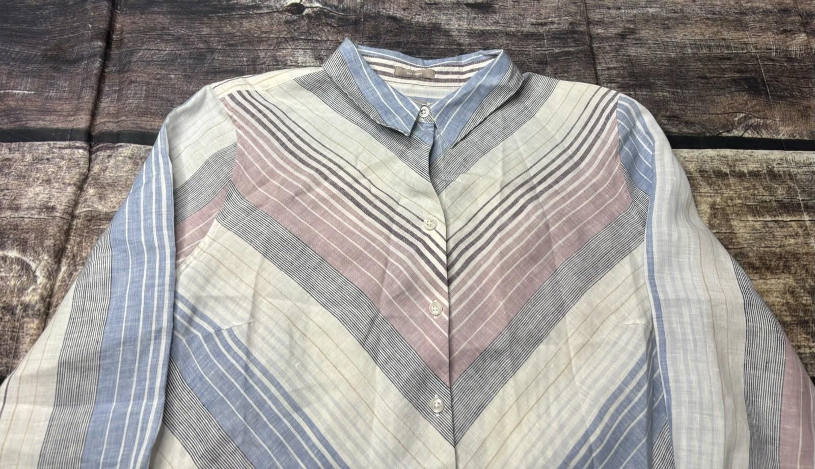 Chicos Chico's Top Womens Size 2 Non Iron Linen Striped Tunic Roll Size XS / US 0-2 / IT 36-38 - 4 Thumbnail