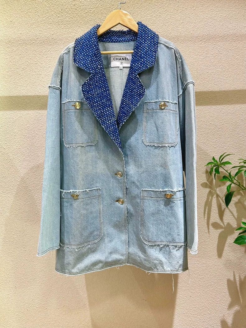 Chanel Chanel 20P lapel four-pocket silhouette denim jacket Size S / US 4 / IT 40 - 1 Thumbnail