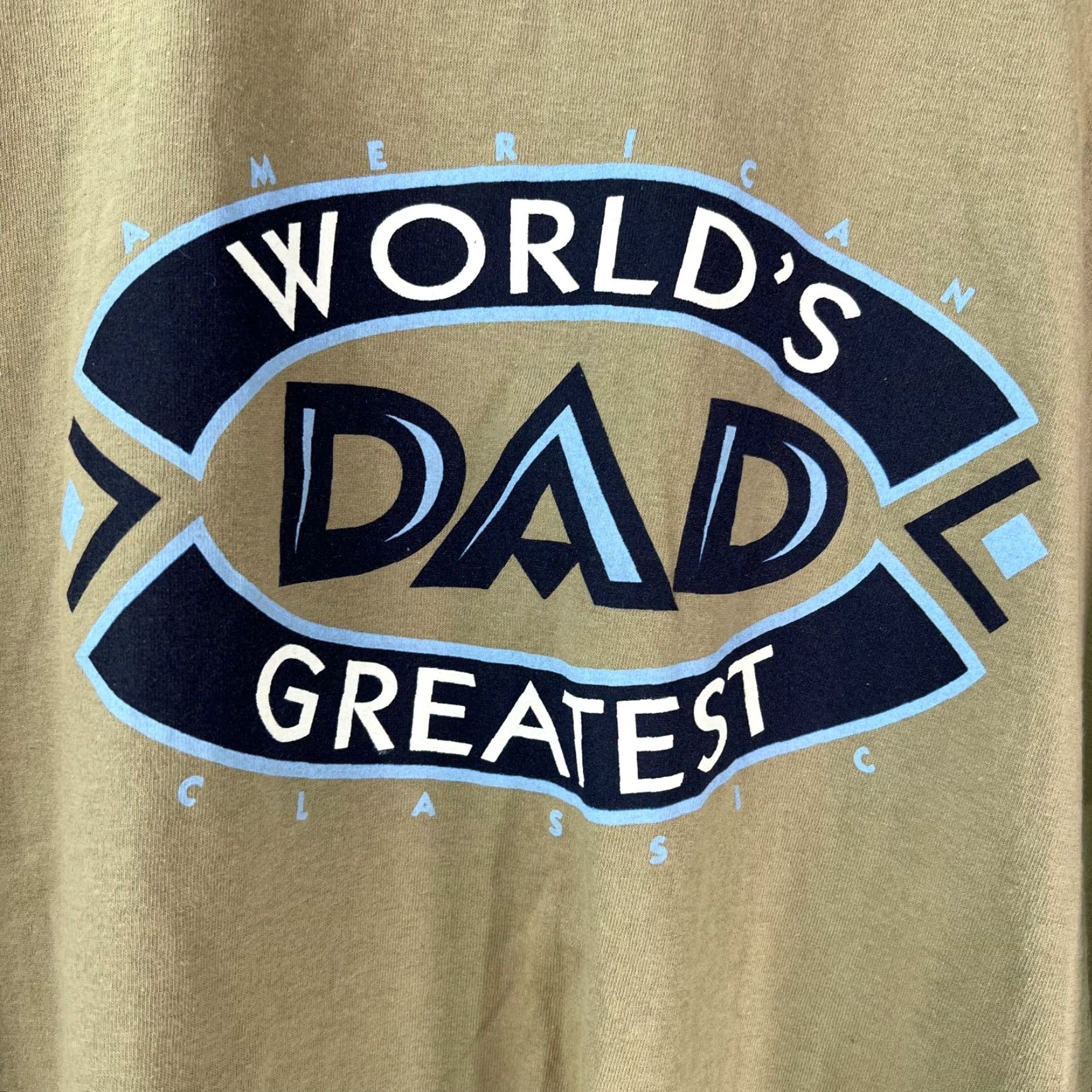 Jerzees Jerzees Graphic Tee Shirt Mens World Dad Greatest Tan Crew Neck 100% Cotton Size L Holidays Mens Size US L / EU 52-54 / 3 - 3 Thumbnail
