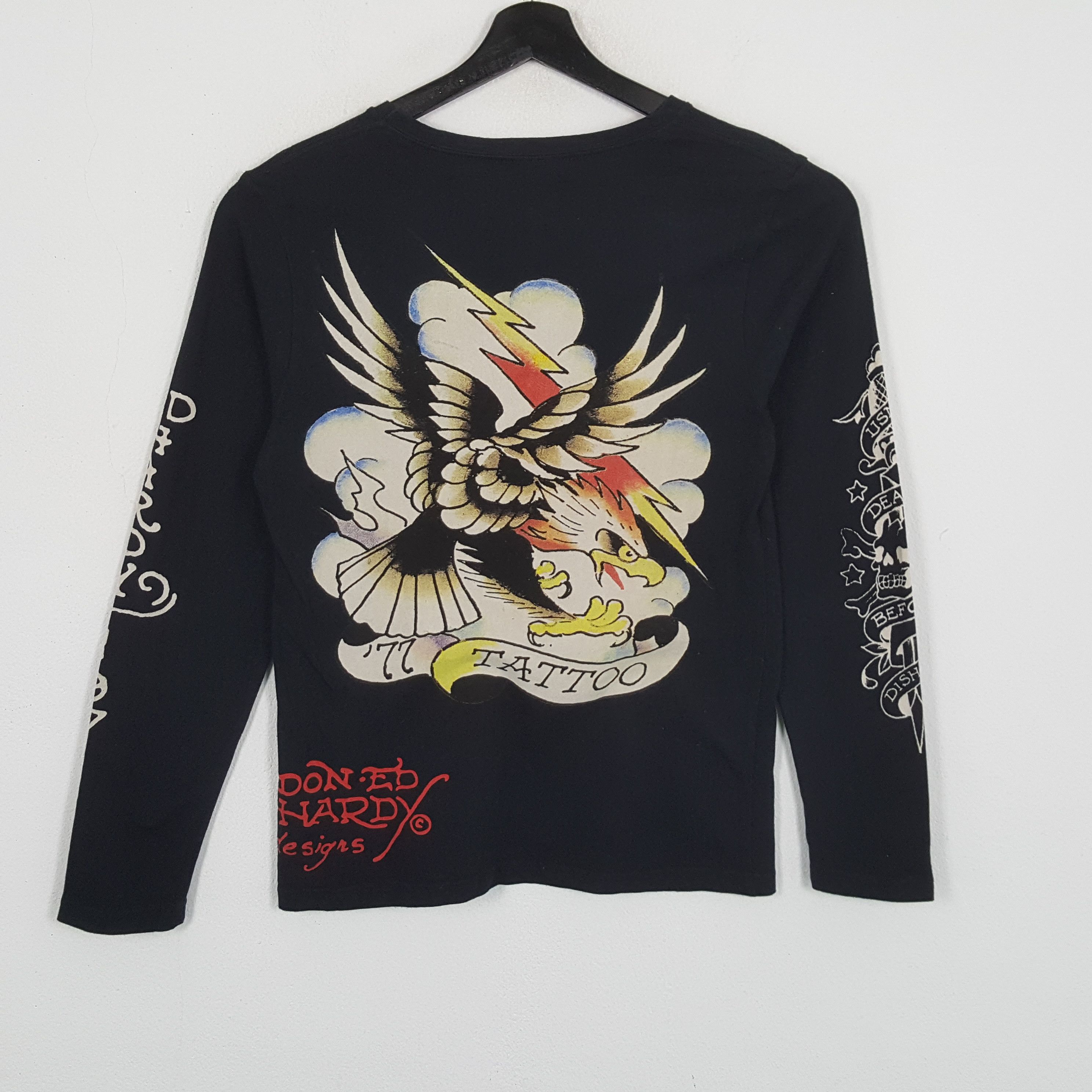 Designer × Ed Hardy × Vintage ED HARDY Streetwear Rock Punk Style Long Sleeve Tshirt Size US S / EU 44-46 / 1 - 3 Thumbnail