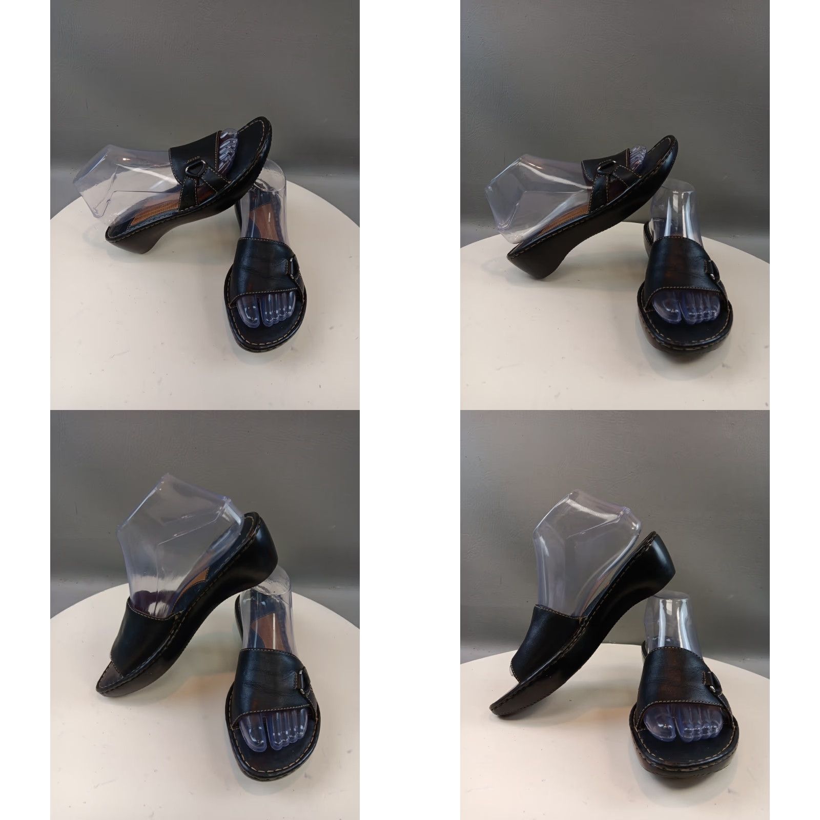 Born Born Women Sandal Slide Black Leather Mid Heel 9.5 US 40.5 EU Casual Shoes Womens Size US 10 / IT 40 - 9 Thumbnail