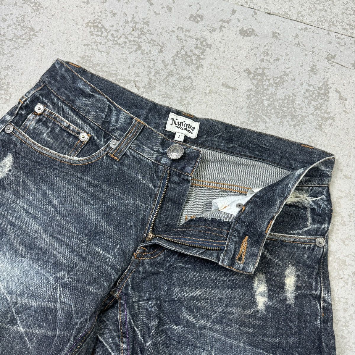 If Six Was Nine Flare - 2000s Distressed Nylaus Jeans Size US 31 - 8 Thumbnail