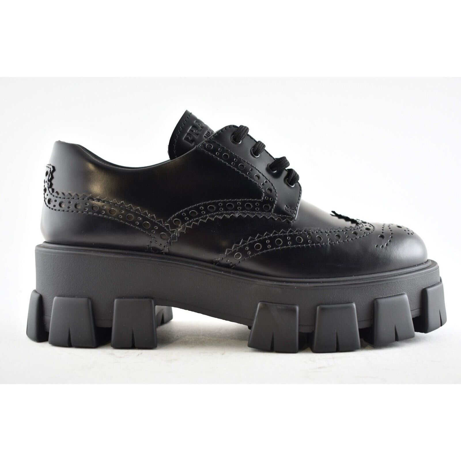 Prada Monolith Brogue Platform Loafer Creeper Lace Up Tie Flat 40 Size US 10 / IT 40 - 3 Thumbnail