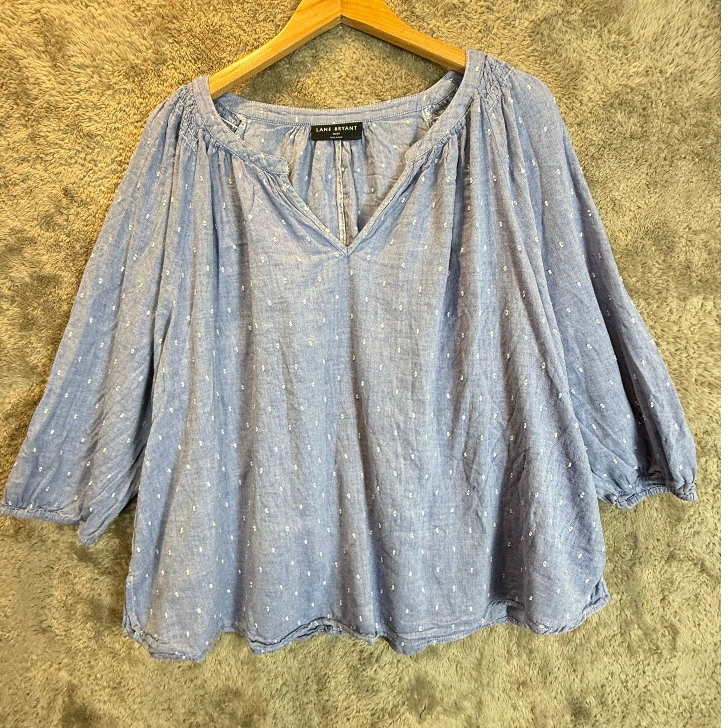 Other Lane Bryant Chambray Top Blouse Shirt Blue Popover 22 24 Size 3XL / US 20-22 - 1 Thumbnail