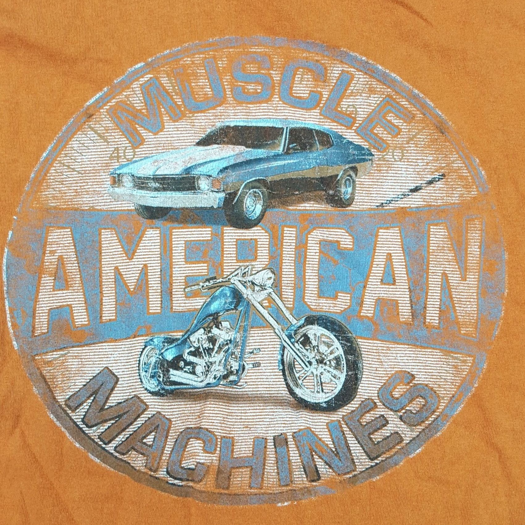 Gildan VTG American Muscle Machines Men's L Orange Biker Car T Shirt Size US L / EU 52-54 / 3 - 3 Thumbnail
