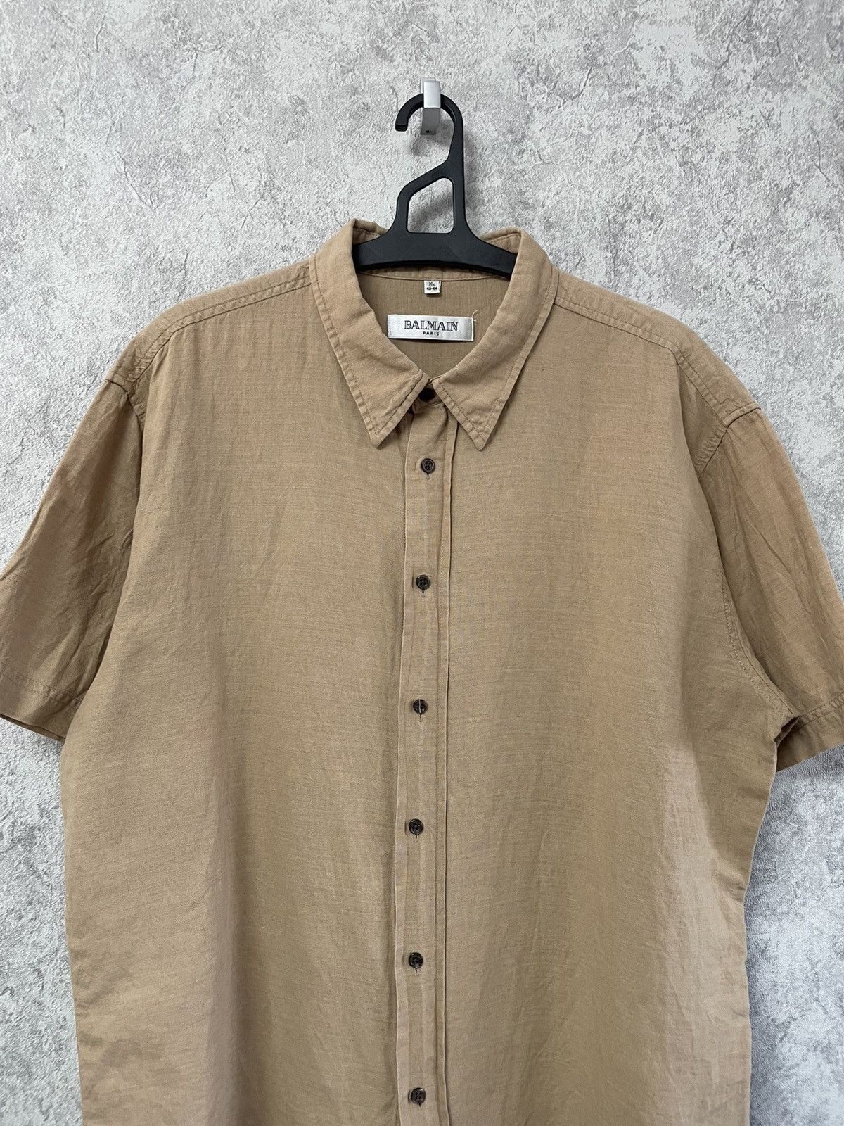Balmain Balmain Linen/Cotton Brown Short Sleeve Shirt Button Up Size US XL / EU 56 / 4 - 2 Thumbnail