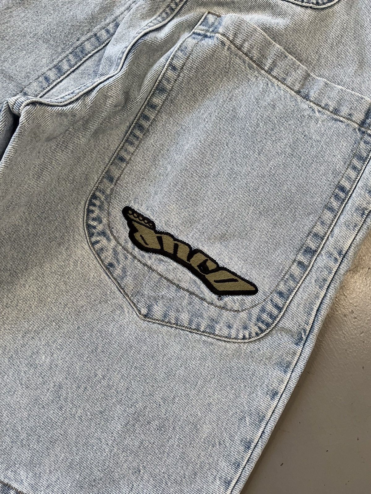 Vintage Vintage Jnco SpellOut embroidered big pocket denim jort Size US 32 / EU 48 - 9 Thumbnail