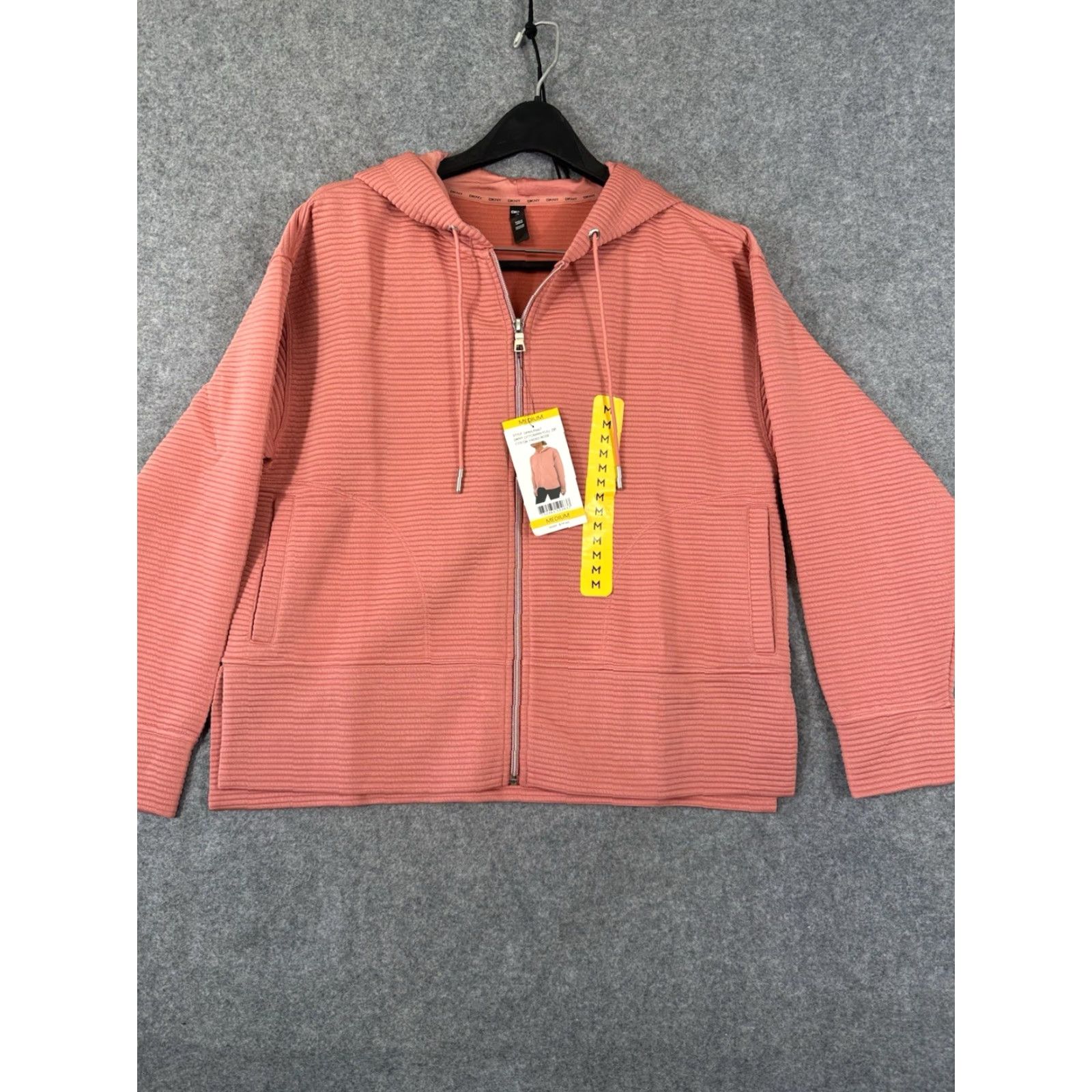 DKNY VINTAGE: DKNY Ottoman Full-Zip Hoodie Womens M Faded Rose Ribbed Stretch Pockets NWT Size M / US 6-8 / IT 42-44 - 2 Thumbnail