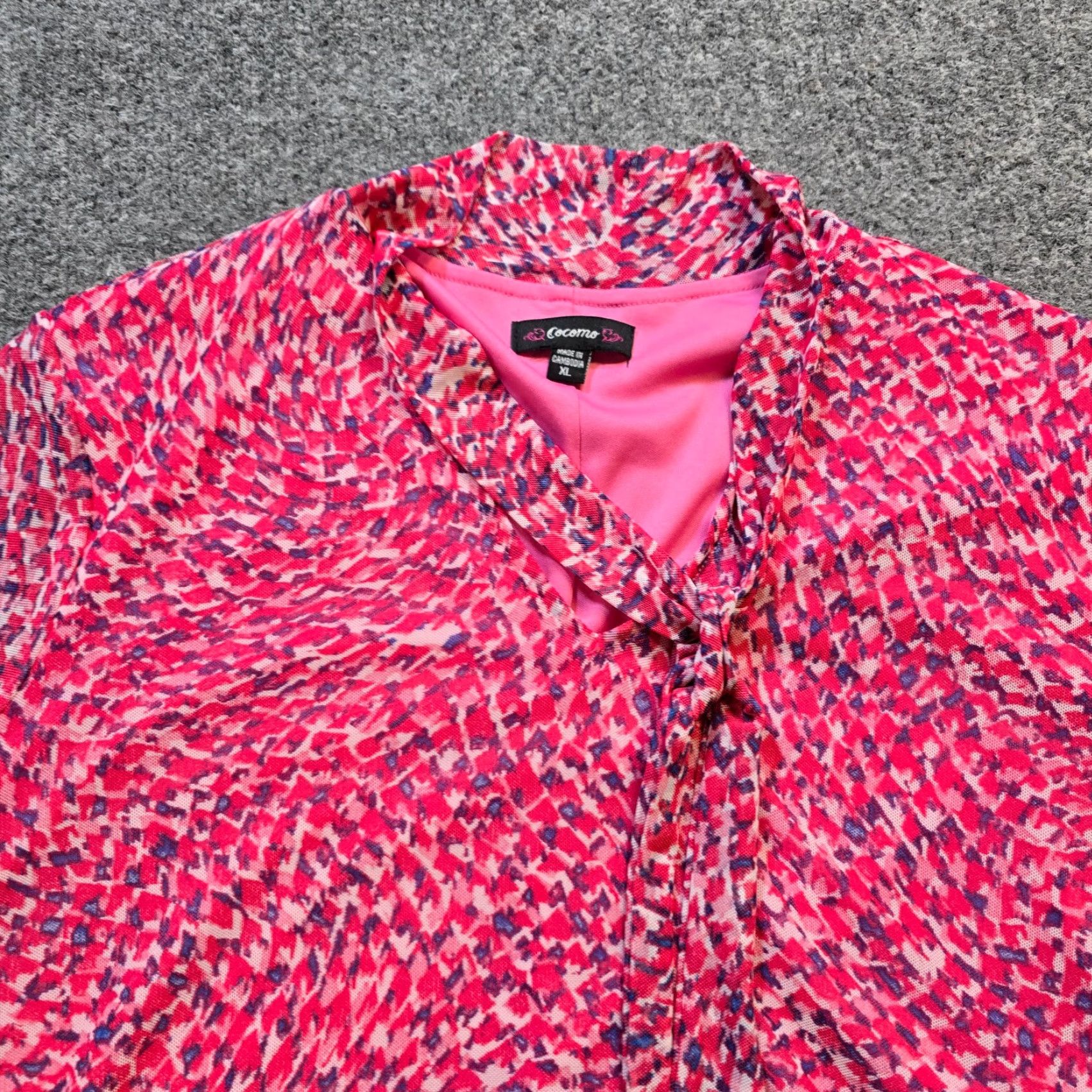 Pinko Cocomo Top Blouse Womens XL Pink Neck Tie Stretch Lined Casual Career Sheer Sleeves Voting? Size XL / US 12-14 / IT 48-50 - 2 Thumbnail