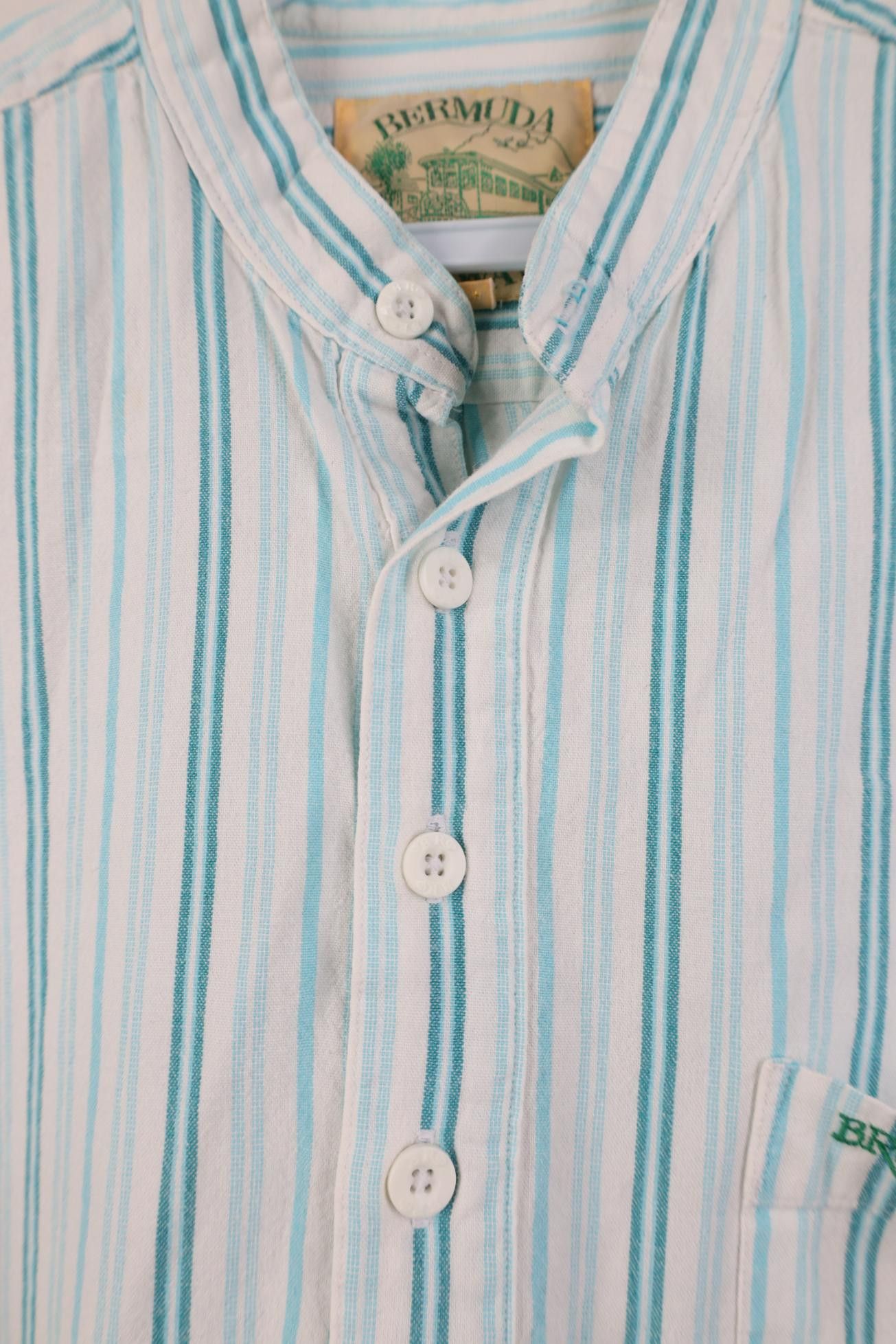 Vintage Vintage 90s Streetwear Band Collar Striped Button Down Polo Size US S / EU 44-46 / 1 - 6 Thumbnail