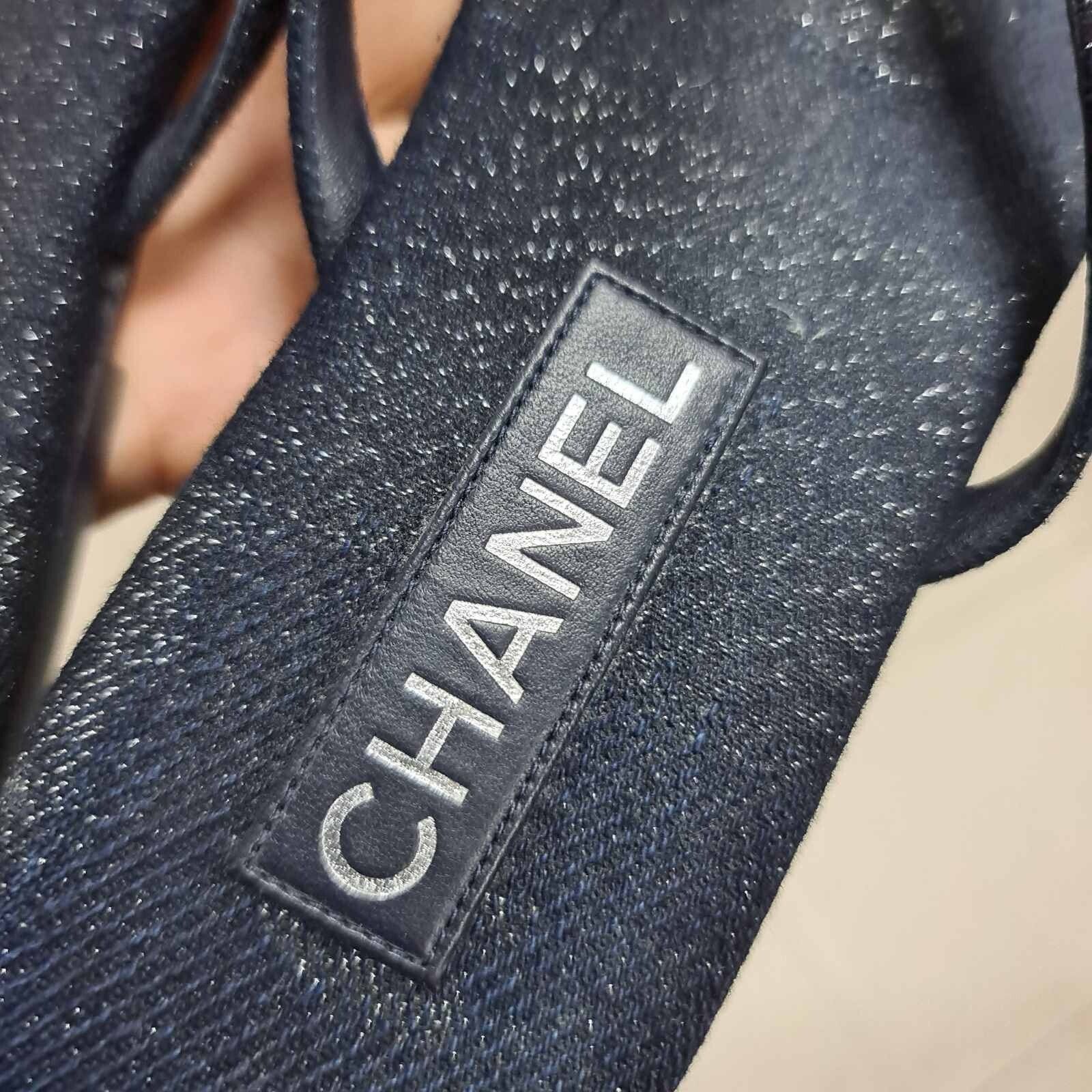 Chanel Chanel CC Crystal Shimmer Denim Thong Sandals Sz.39,5 Size US 8.5 / IT 38.5 - 9 Thumbnail