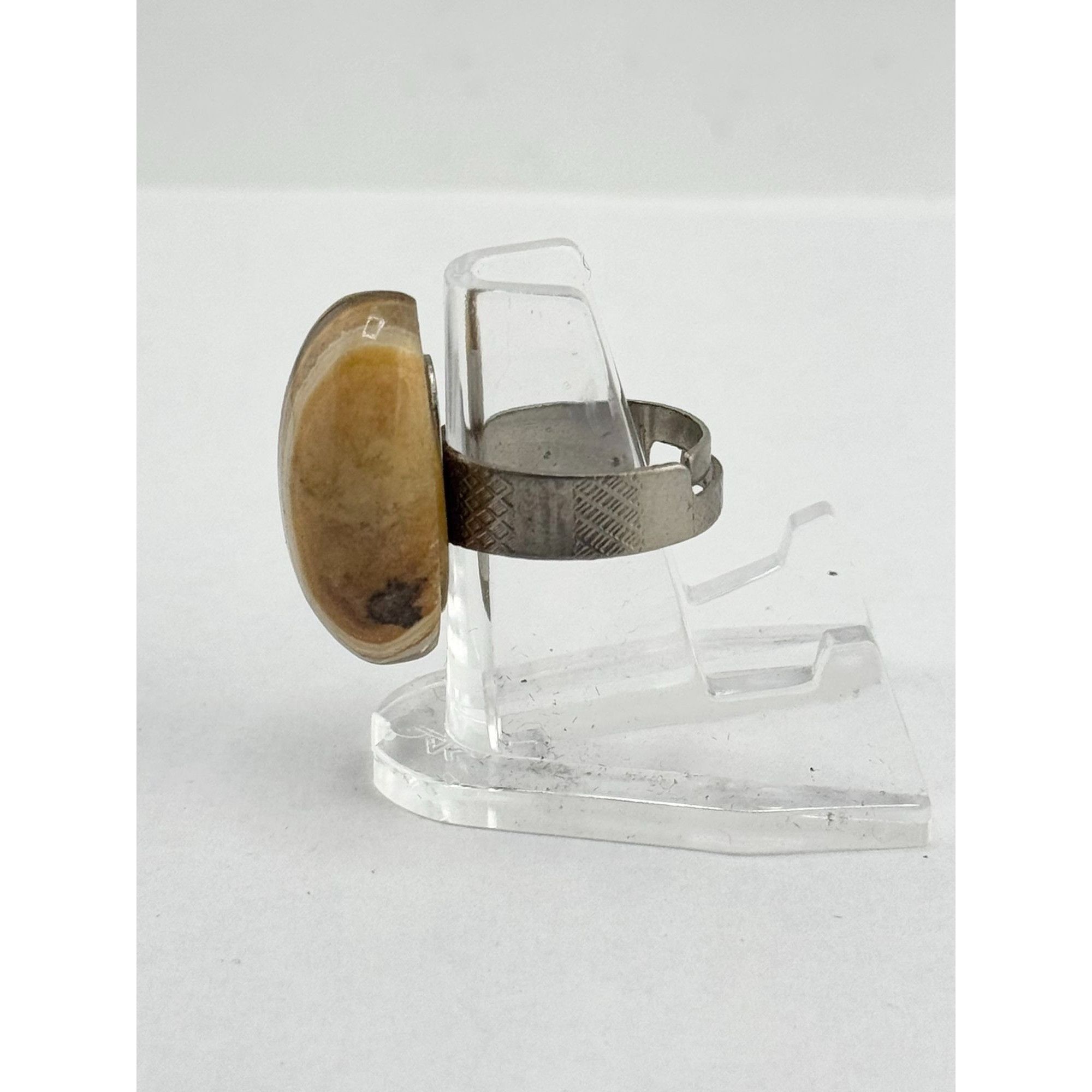 Vintage Vintage striated agate stone adjustable ring Size ONE SIZE - 2 Thumbnail