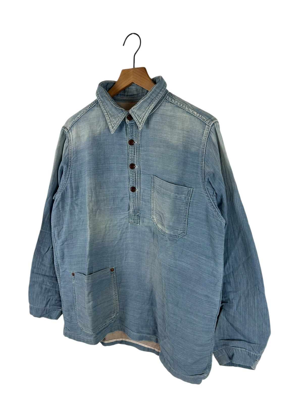 Japanese Brand 68&Brothers Indigo Vintage Wash Shirt Size US L / EU 52-54 / 3 - 2 Thumbnail