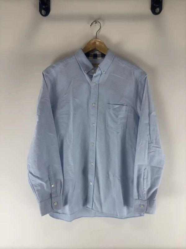 Burberry Burberry Blue Cotton Long Sleeve Shirt Size L / US 10 / IT 46 - 1 Thumbnail