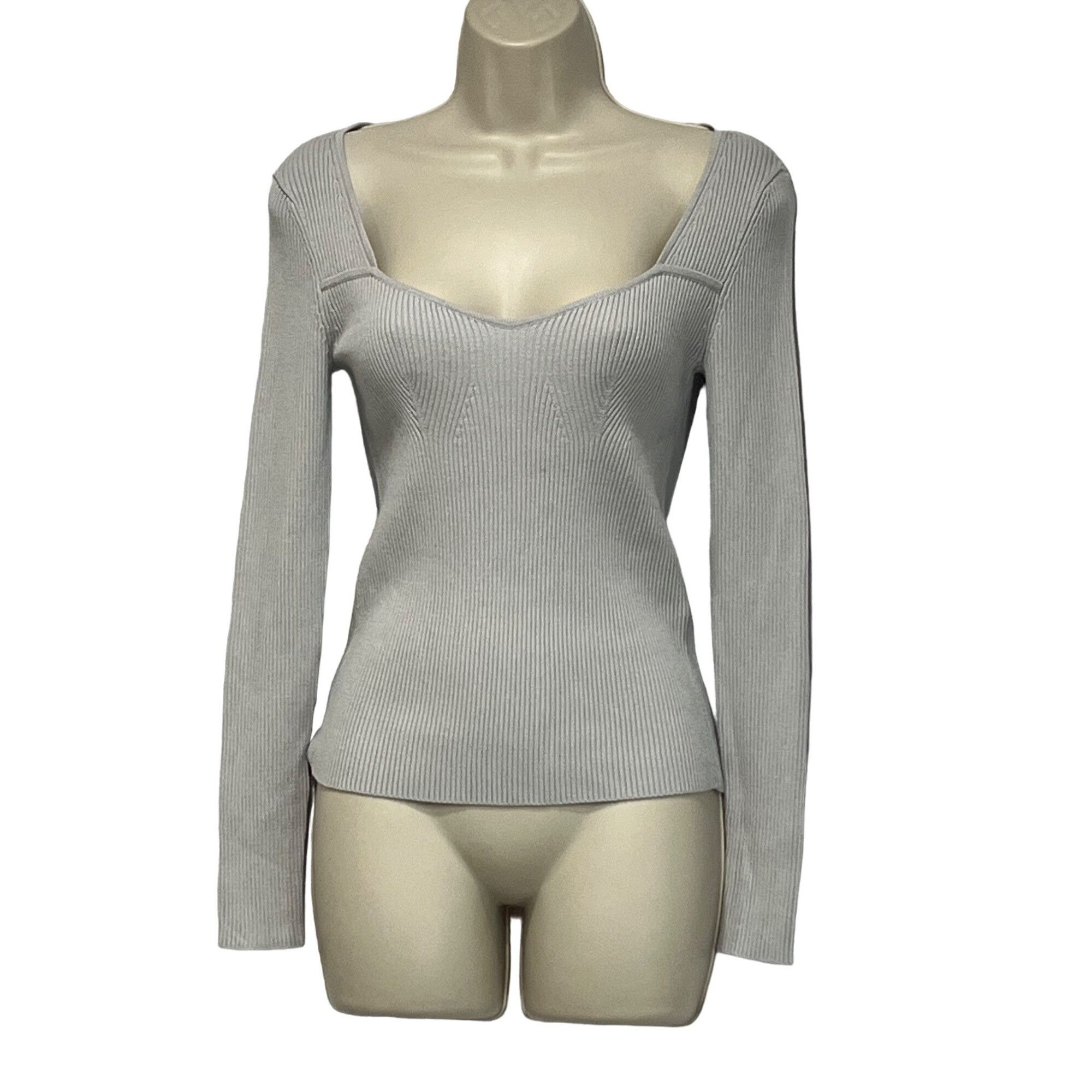 Other Open Edit women’s Sweetheart Neckline Ribbed Sweater Top, Gr Size L / US 10 / IT 46 - 1 Thumbnail
