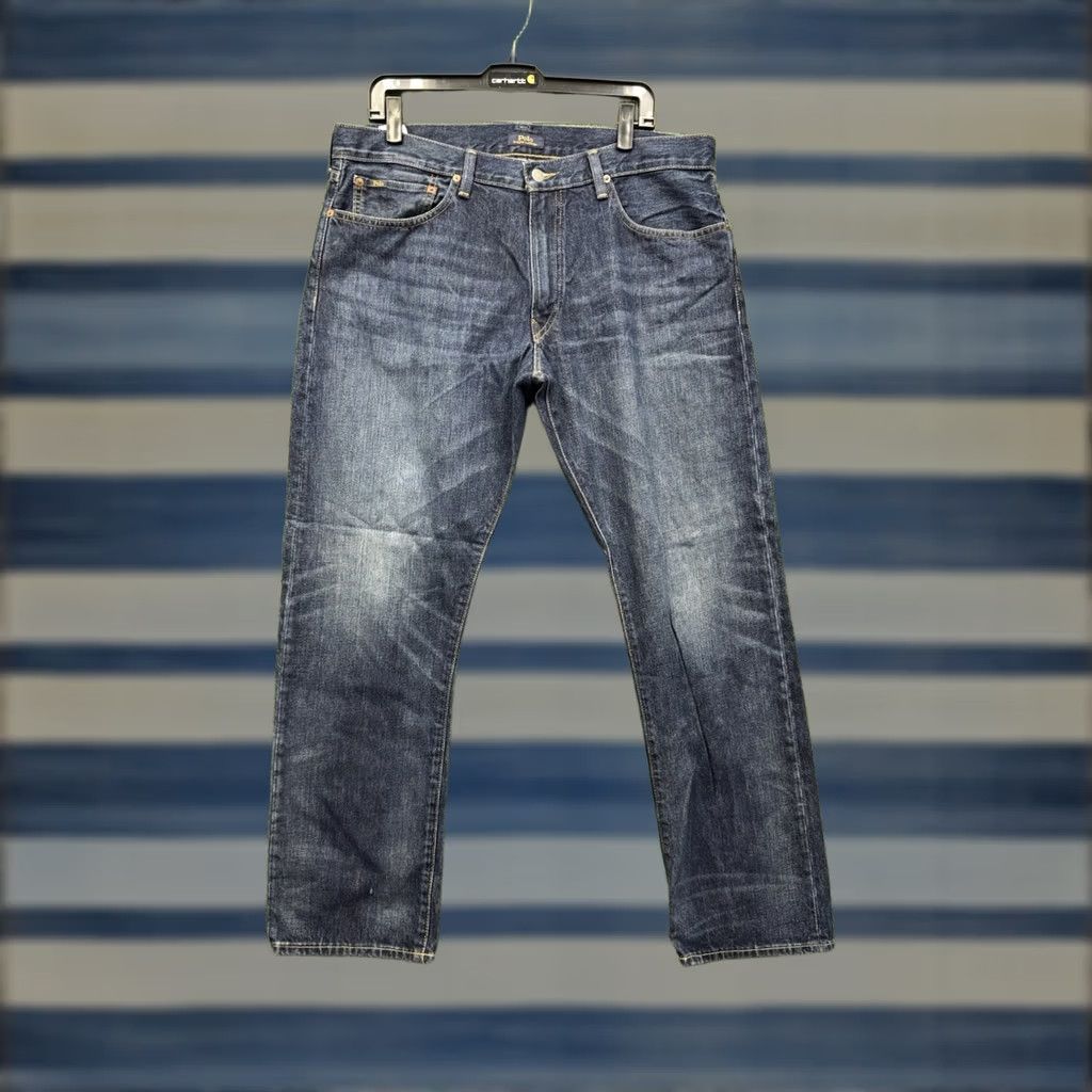 Polo Ralph Lauren Polo Ralph Lauren Hampton Jeans Mens 36x32 Straight Distressed Dark Wash Denim Blue 90s Preppy Baggy Relaxed 5-Pocket Mens City: Mexico Size US M / EU 48-50 / 2 - 1 Thumbnail