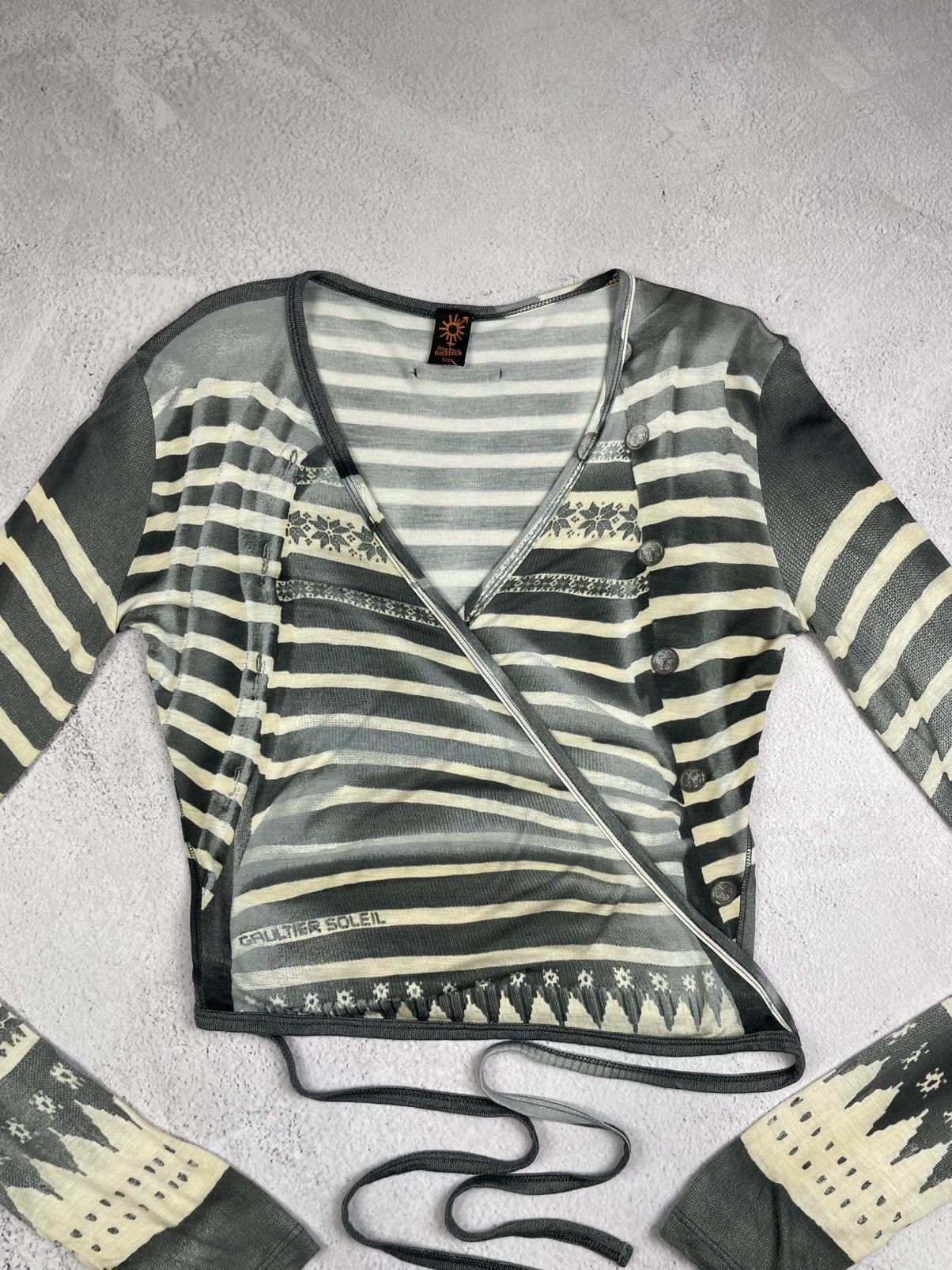 Jean Paul Gaultier JPG Soleil Long-Sleeve VNeck Shirt Jean Paul Gaultier Unique Size M / US 6-8 / IT 42-44 - 3 Thumbnail