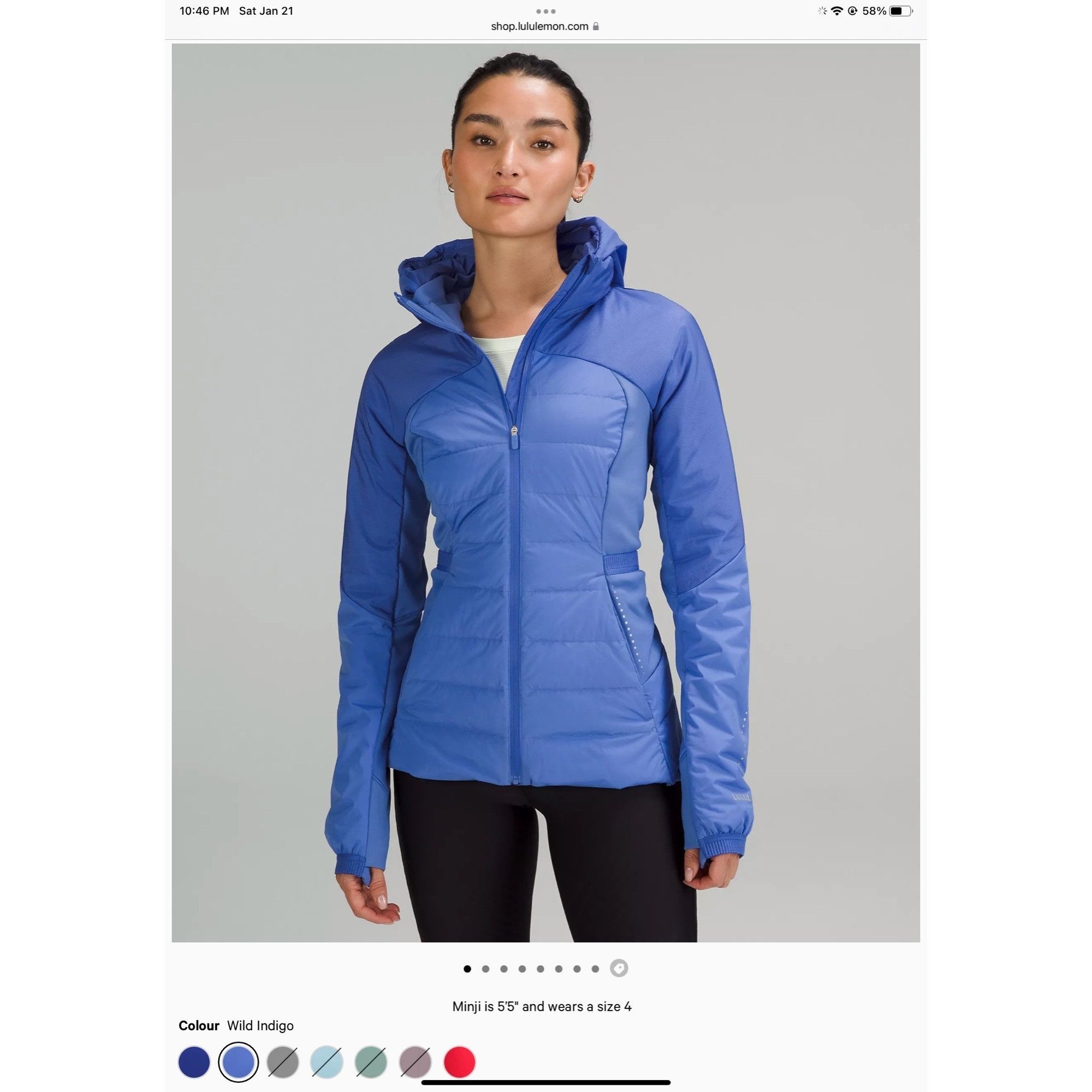 Image of NWT Lululemon Down For It All Running Workout Jacket Wild In in Blue, Women's (Size Small)