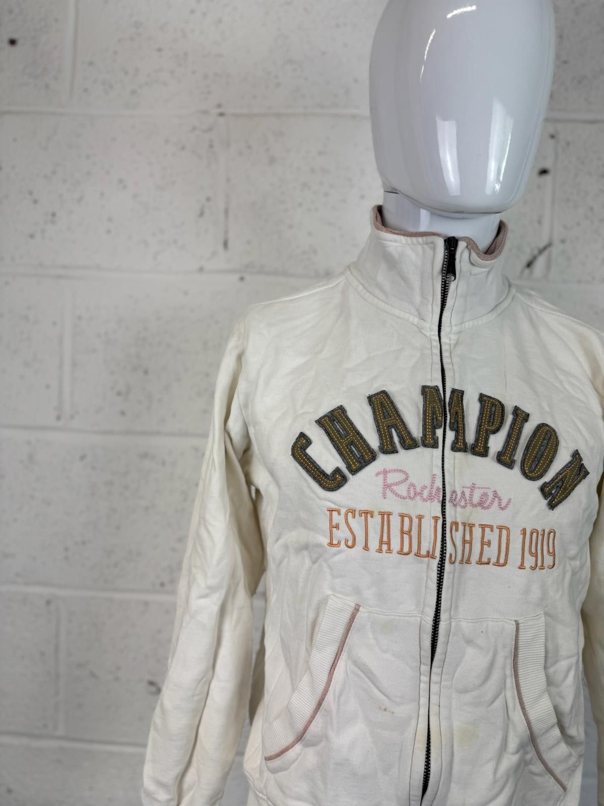 Champion Champion White Brown Full Zip Jacket Mens Size M Size US M / EU 48-50 / 2 - 3 Thumbnail
