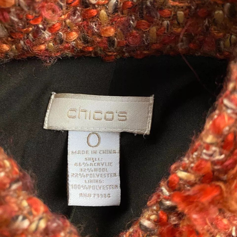 Chicos Chico's Coat Women's UK 0 Orange Brown Knit Acrylic US XS Size XS / US 0-2 / IT 36-38 - 2 Thumbnail