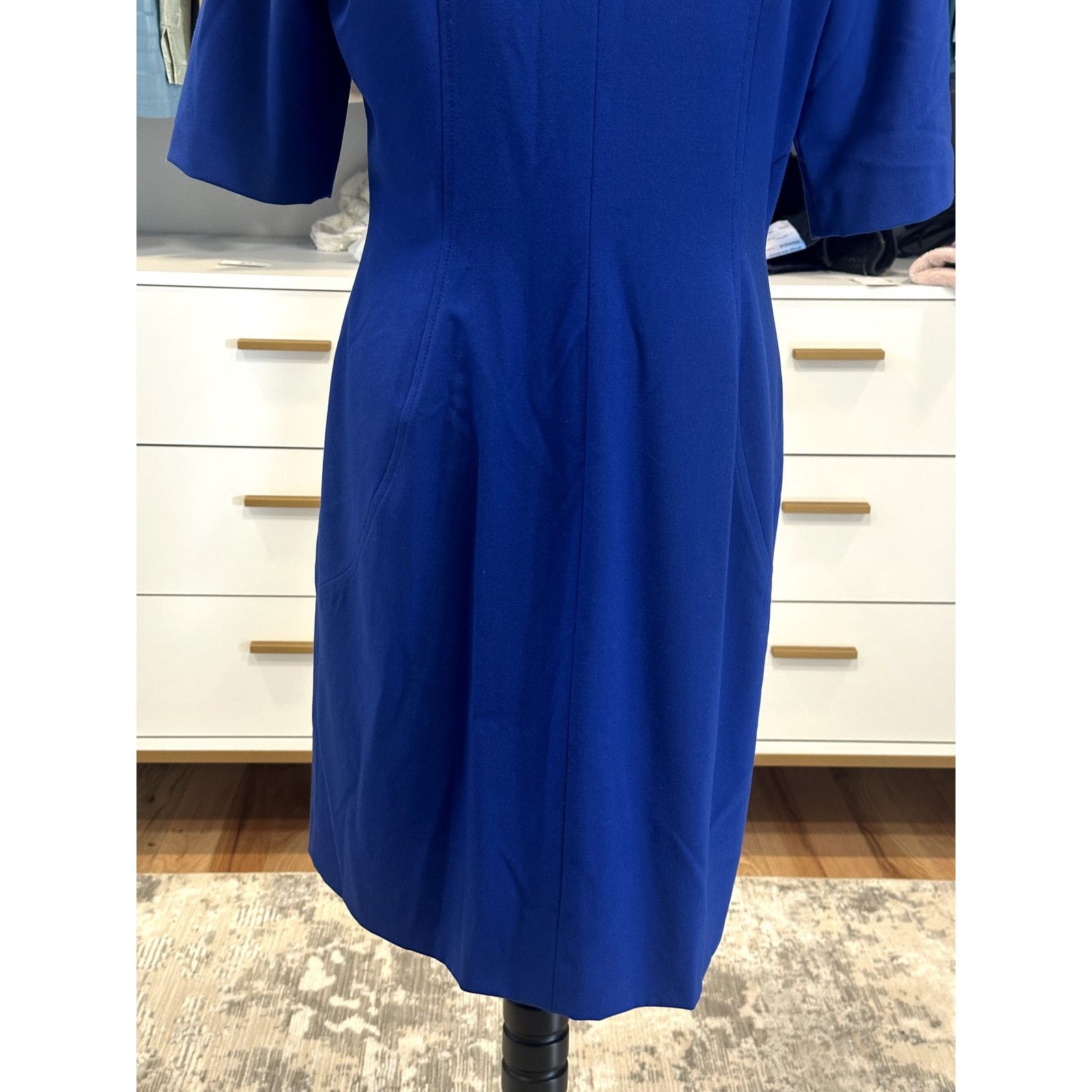 Other Tahari Cobalt Blue Front Zip Sheath Knee Length Dress 10 Size L / US 10 / IT 46 - 7 Thumbnail