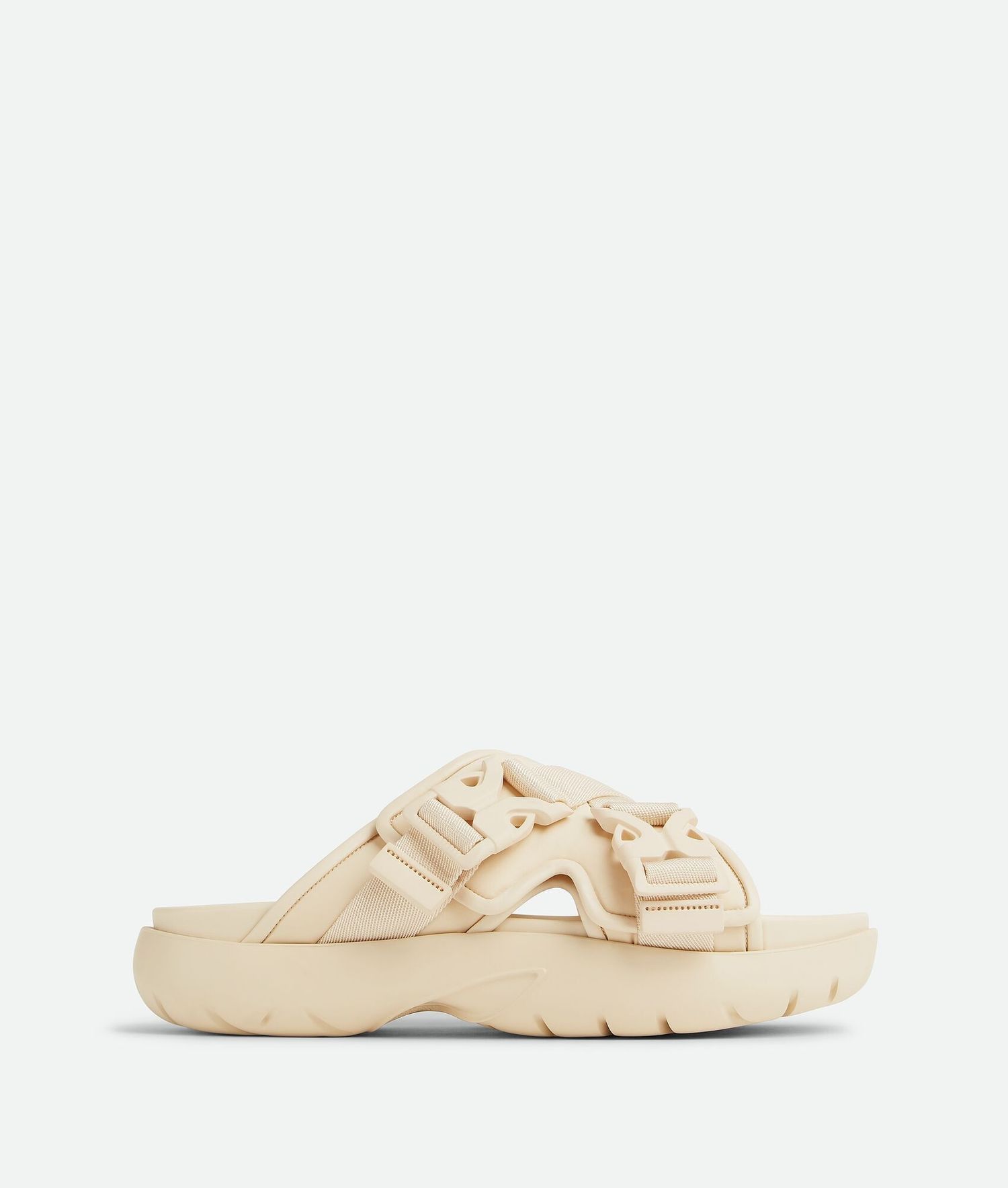 Snap Slide Sandals in Beige