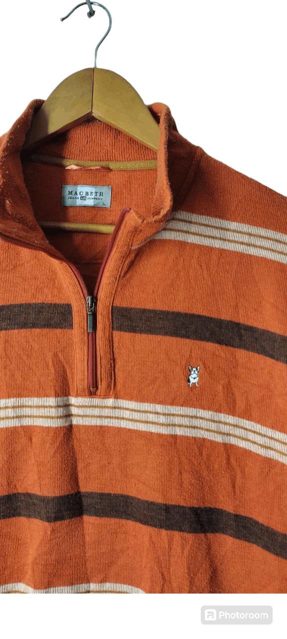 Macbeth MACBETH USA STRIPE HALF ZIPPER PULLOVER JACKET Size US L / EU 52-54 / 3 - 2 Thumbnail