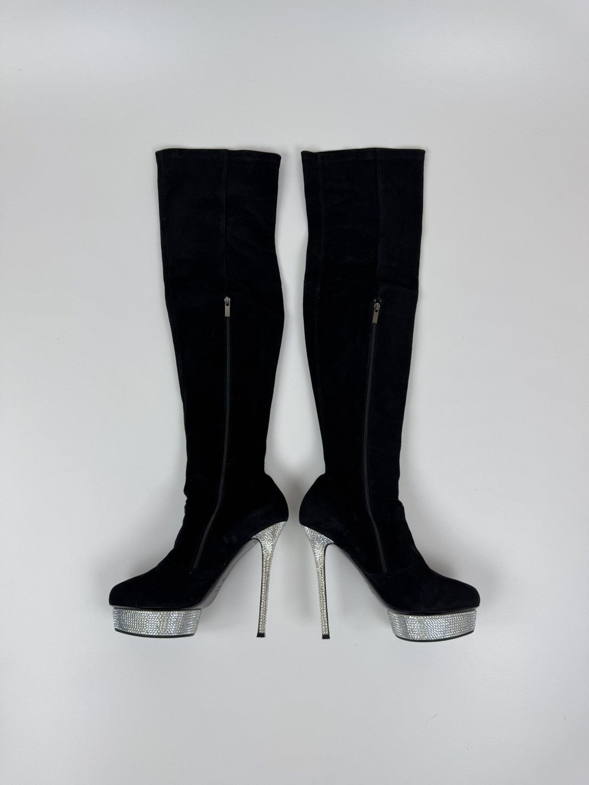 Le Silla LE SILLA HIGH HEEL BLACK SUEDE OVER THE KNEE Crystal BOOTs Size US 10 / IT 40 - 2 Thumbnail