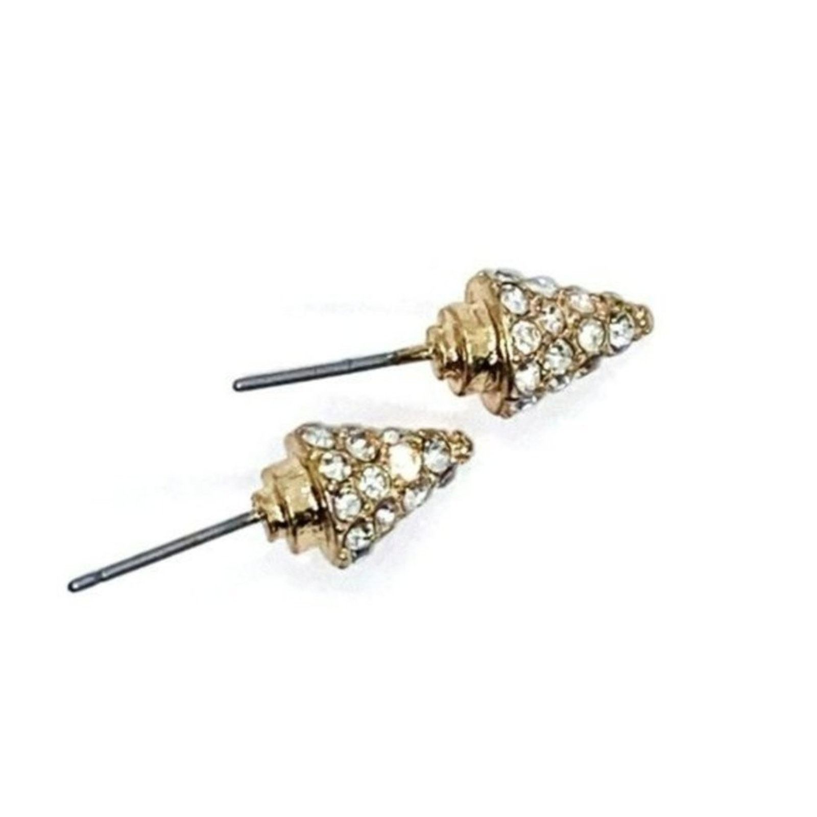 Handmade Christmas Tree Gold-Tone Rhinestone Stud Earrings Size ONE SIZE - 3 Thumbnail
