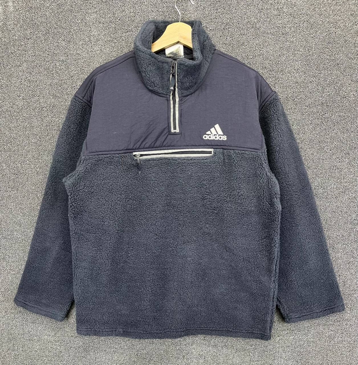 Adidas Vintage Adidas Fleece Rare Half Zipper Sweatshirts Jacket Size US M / EU 48-50 / 2 - 1 Thumbnail
