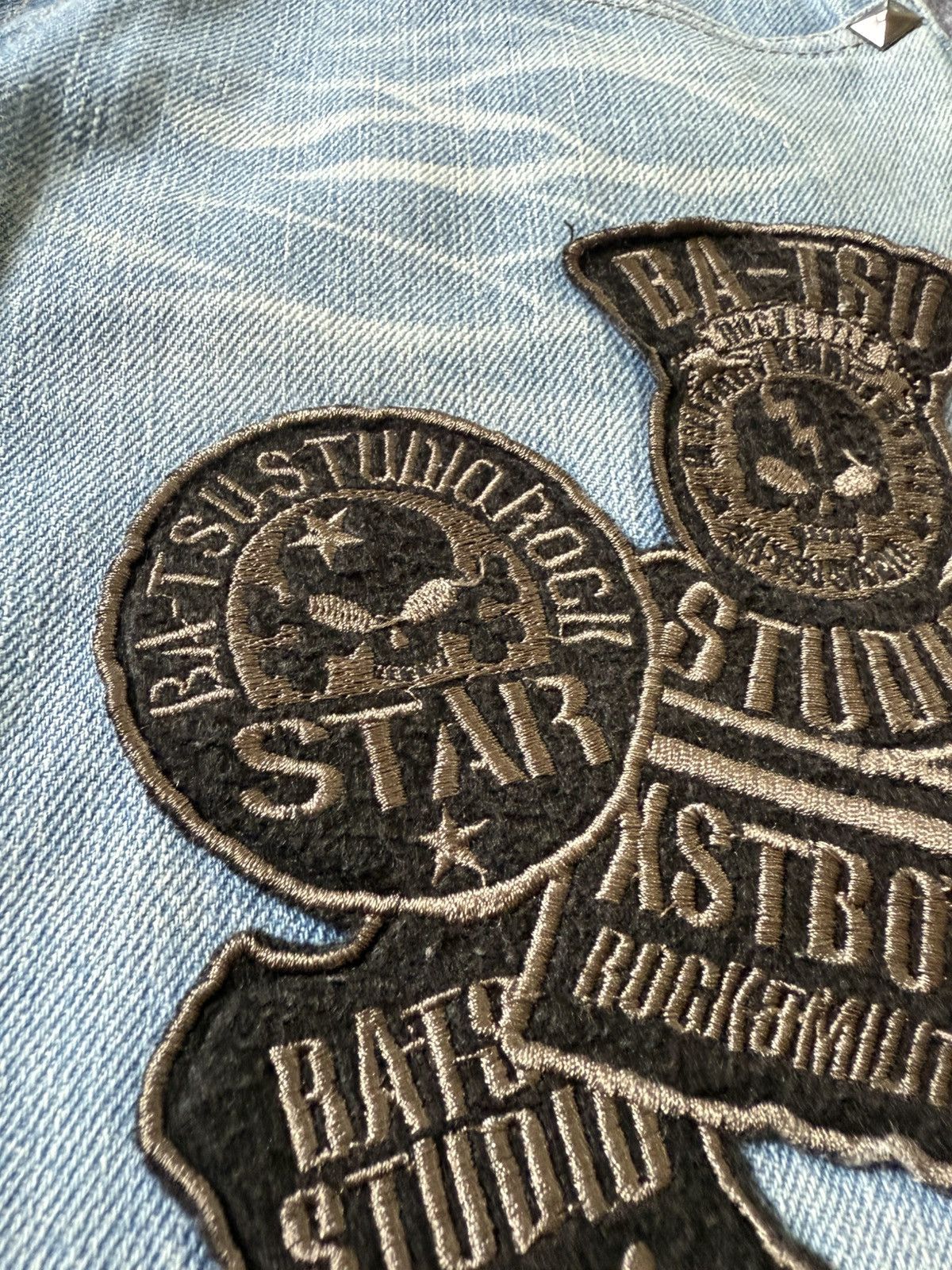 Hysteric Glamour × Japanese Brand × PPFM Ba-tsu Studio Japan Studded Patched Loose Straight Jeans Size US 29 - 20 Thumbnail