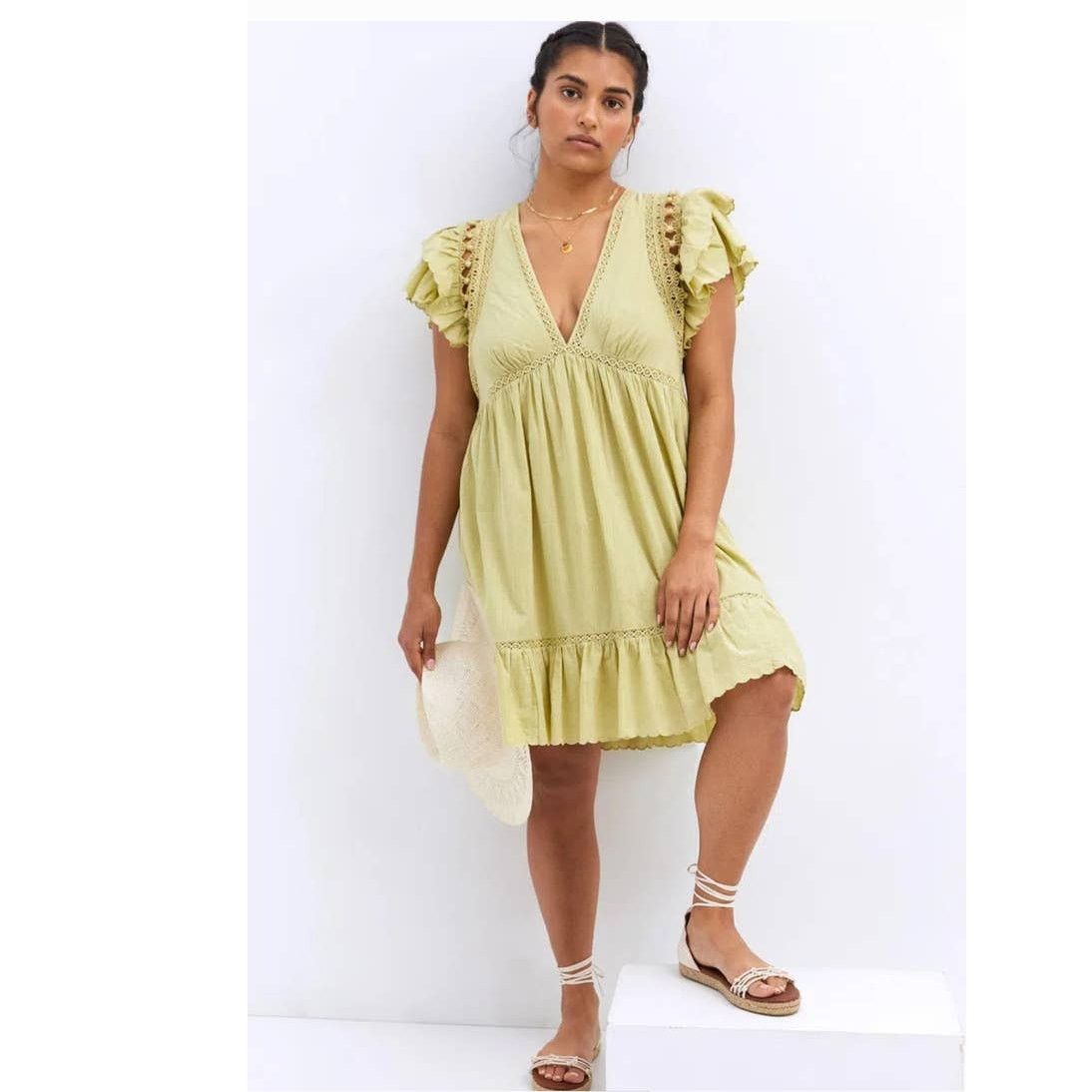 Anthropologie New Anthropologie Ruffled Lace Mini Dress $160 X-SMALL XS/S Size XS / US 0-2 / IT 36-38 - 2 Thumbnail