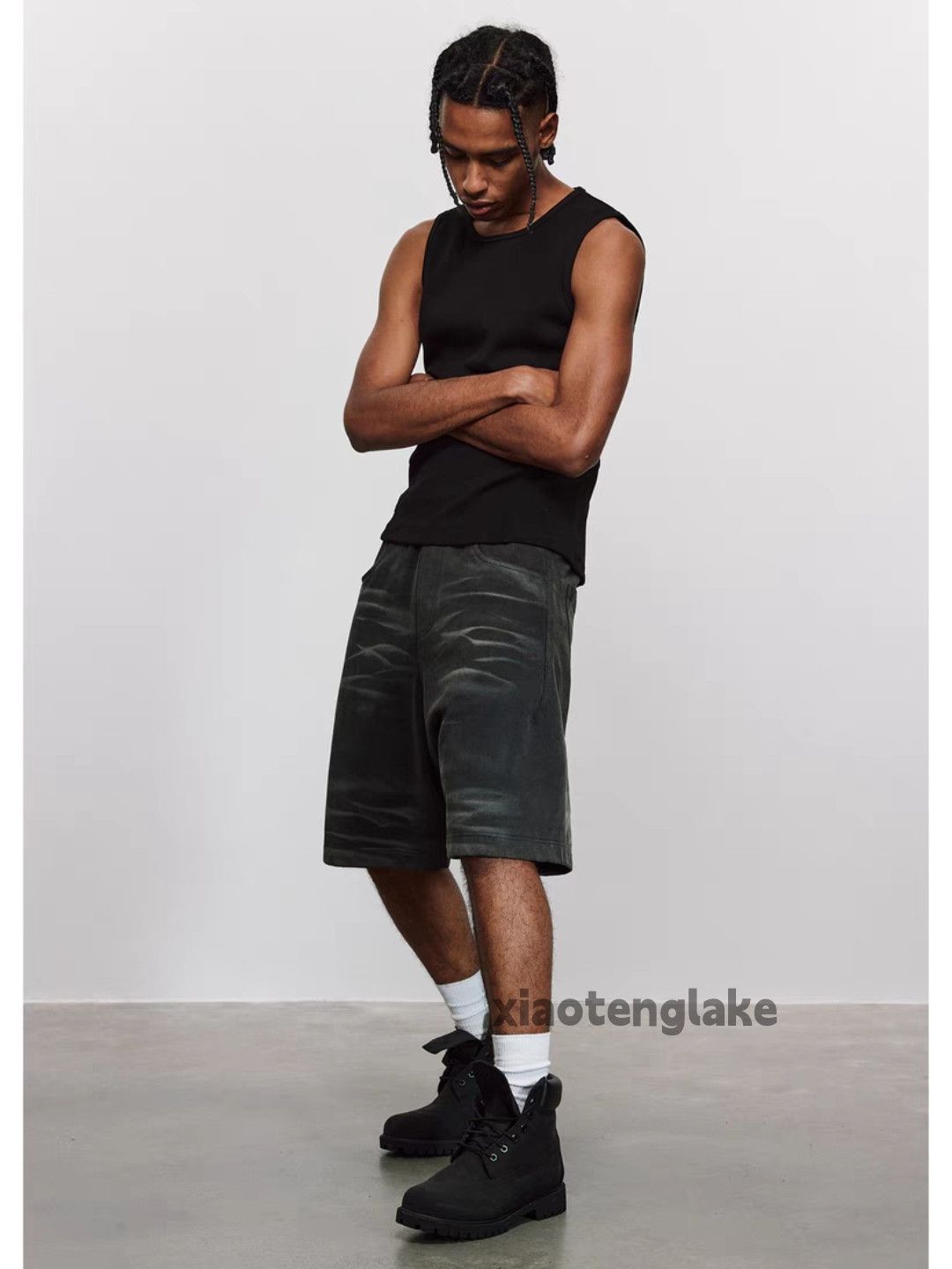 Designer Unisex washed faded cleanfit yuppie sports shorts Size US 28 / EU 44 - 3 Thumbnail