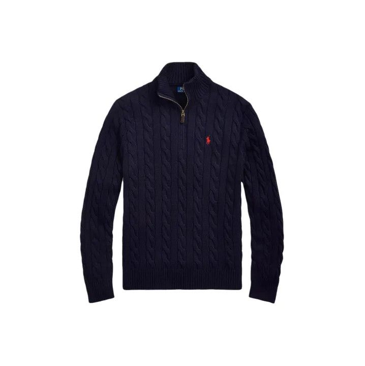 Polo Ralph Lauren Polo Ralph Lauren Embroidered Pony Cable Knit Quarter-Zip Sweater Size US L / EU 52-54 / 3 - 1 Thumbnail