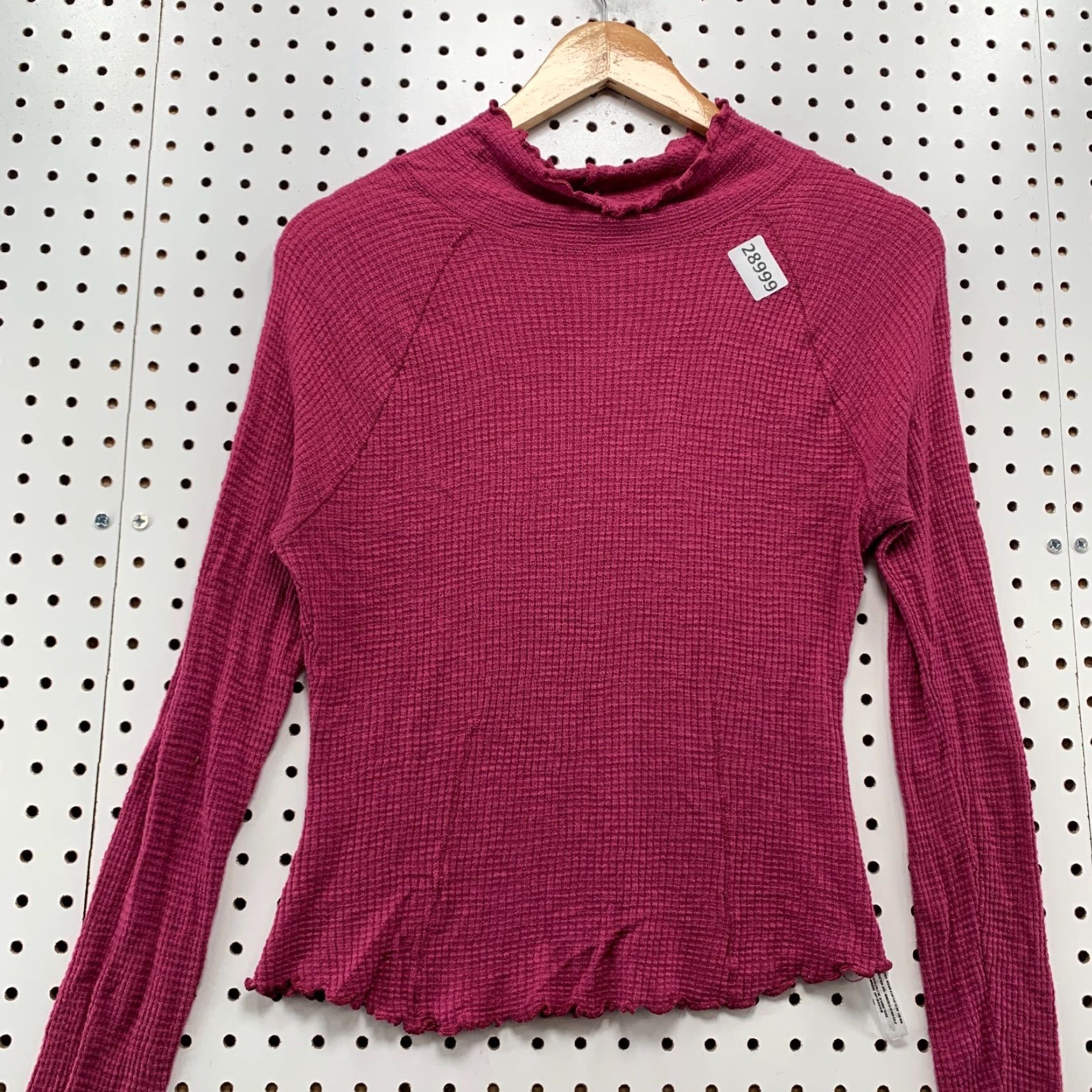 Free People Free People Waffle Knit Thermal Top Womens M Pink Long Sleeve Mock Neck Shirt Size M / US 6-8 / IT 42-44 - 6 Thumbnail