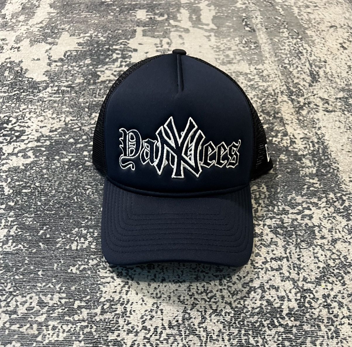 New Era Culture Kings Yankees 'Gothic Script' Foam Front Trucker Hat Size ONE SIZE - 2 Thumbnail