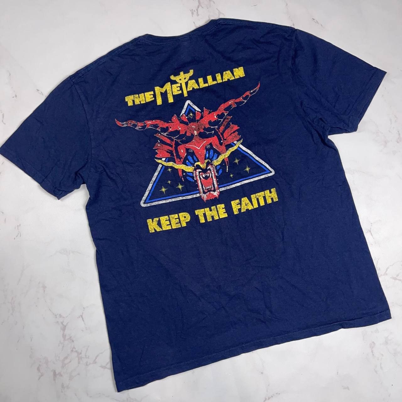 Vintage Band Tees × Vintage Defenders of The Faith Sz L Navy Tee Size US L / EU 52-54 / 3 - 9 Thumbnail