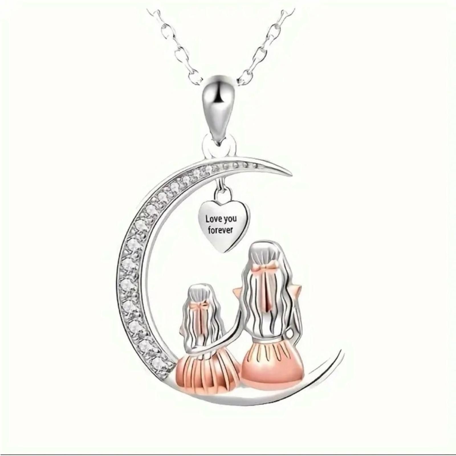 Designer Silver and Gold Mother Daughter Pendant Necklace Mothers Day Size ONE SIZE - 3 Thumbnail
