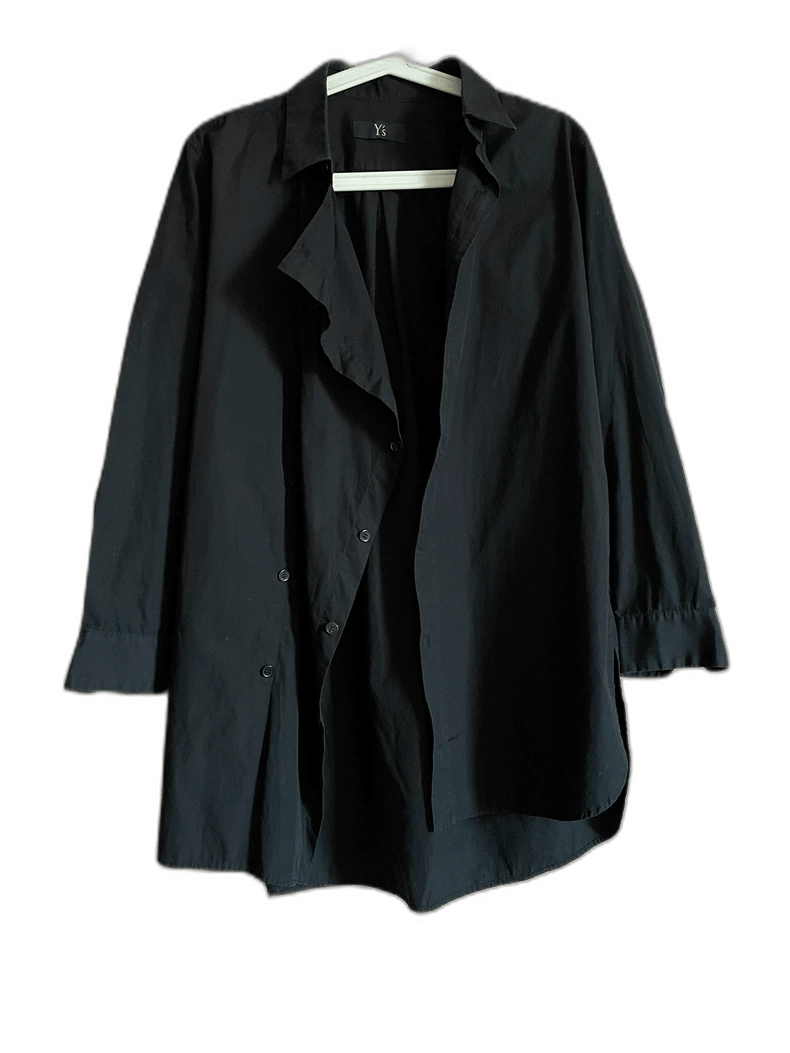 Yohji Yamamoto Yohji Yamamoto Vintage Long Black Shirt Size US S / EU 44-46 / 1 - 1 Thumbnail
