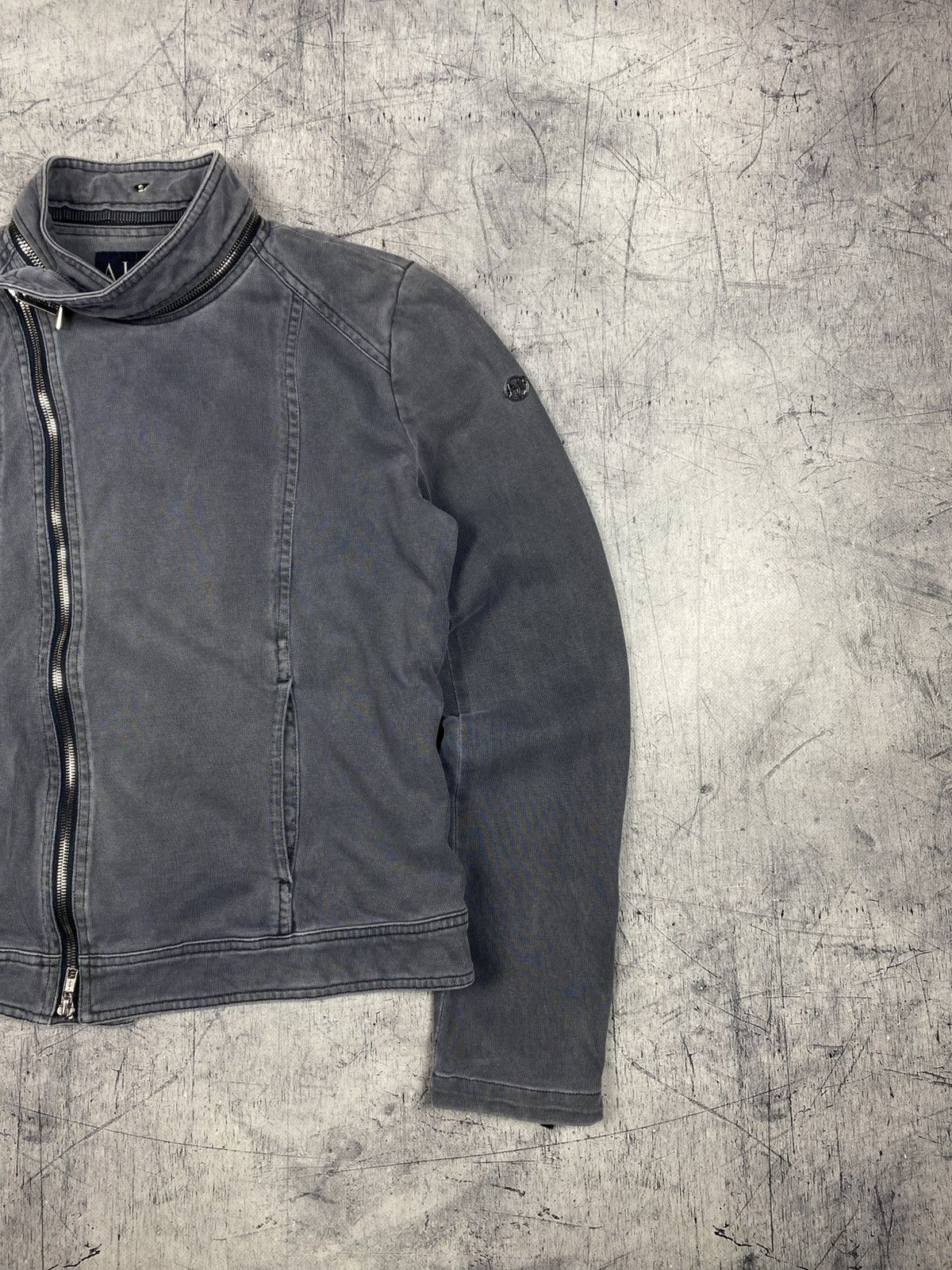 Armani Armani Jeans Grey Asymmetrical Biker Motorcycle Jacket Y2K Size XL / US 12-14 / IT 48-50 - 4 Thumbnail