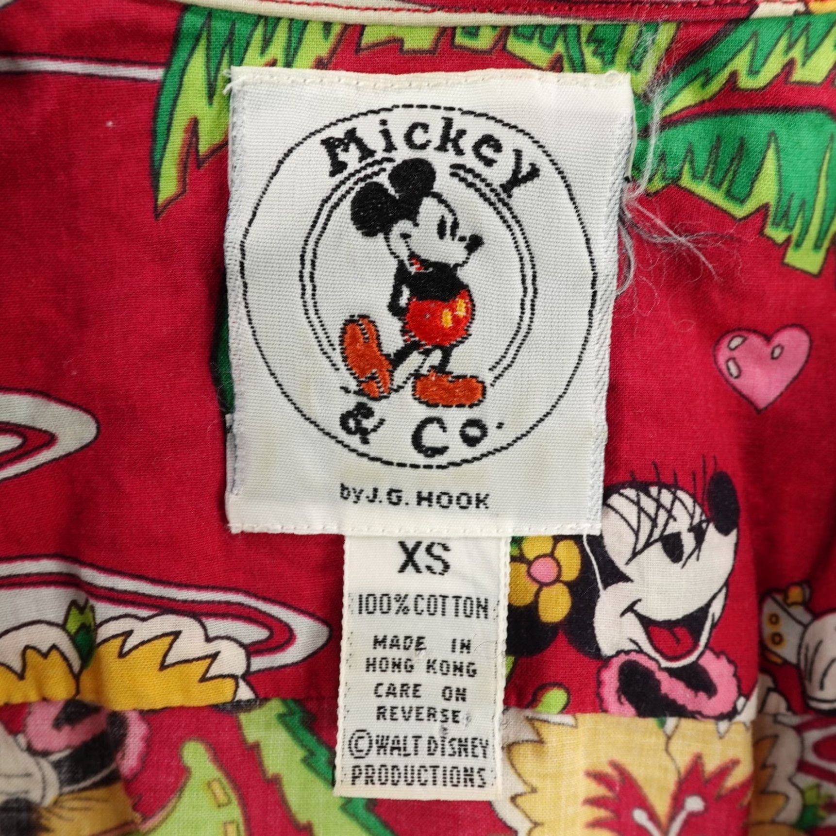 Mickey & Co. VINTAGE Mickey & Co Shirt Mens XS Red Mickey Mouse Hawaiian Button Up JH Hook 90s Size US XS / EU 42 / 0 - 7 Thumbnail