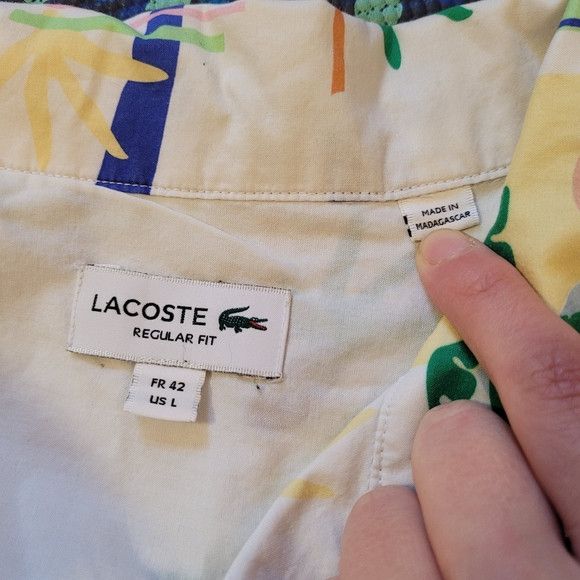 Lacoste Lacoste Men's Print Cotton Voile Hawaiian Shirt - Size L Size US L / EU 52-54 / 3 - 4 Thumbnail